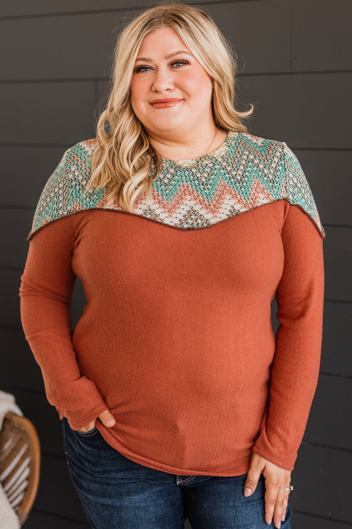 Seriously Happy Knit Top- Rust