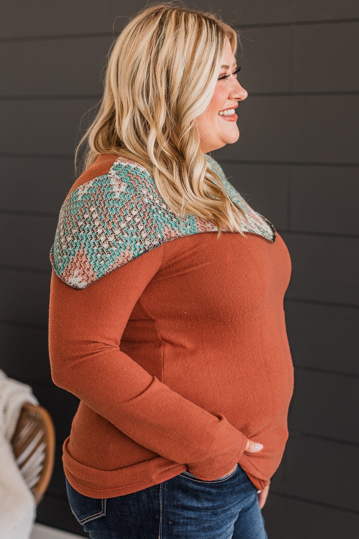 Seriously Happy Knit Top- Rust - Image 5
