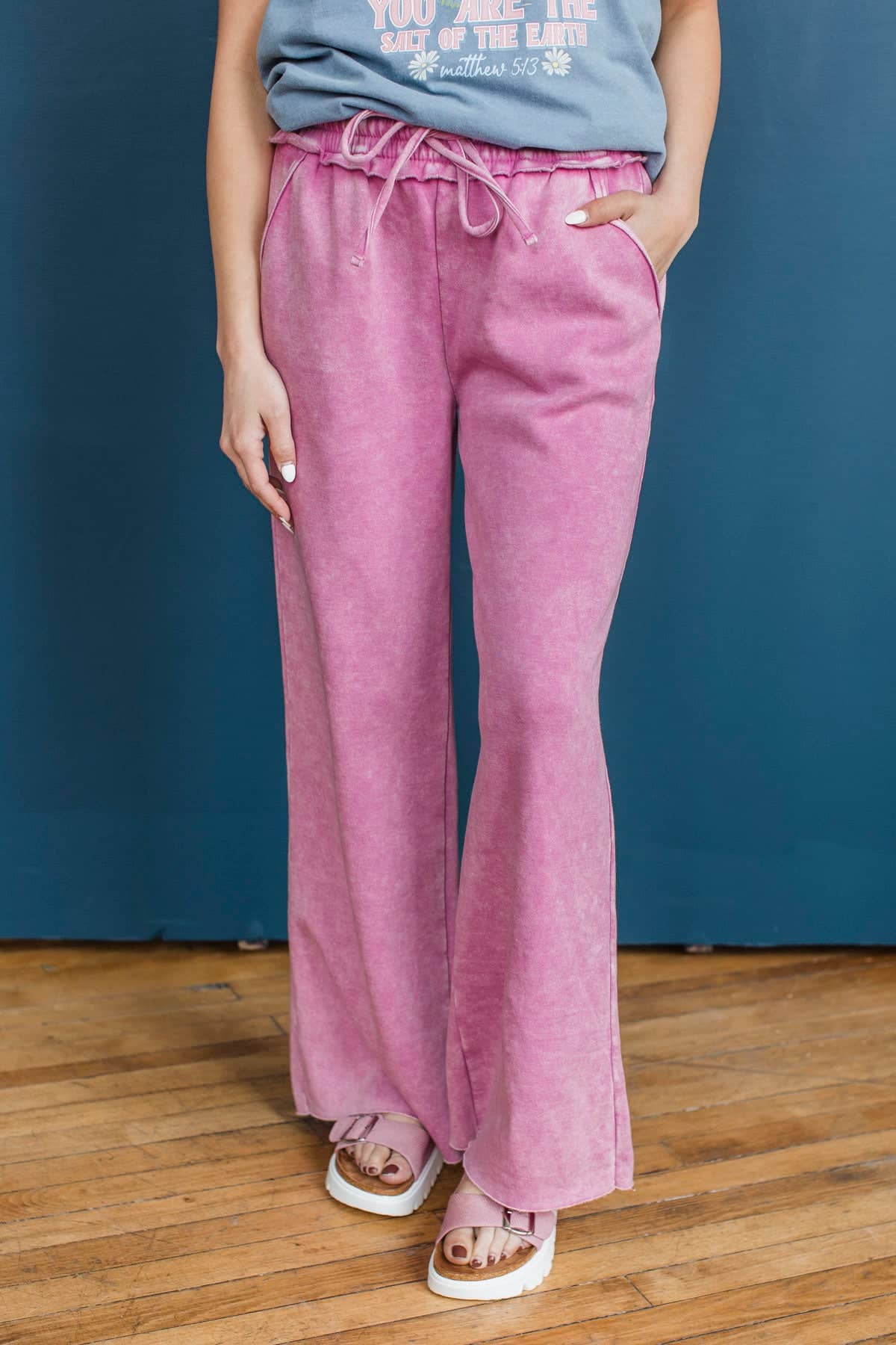 Seriously Obsessed Acid Wash Lounge Pants- Orchid