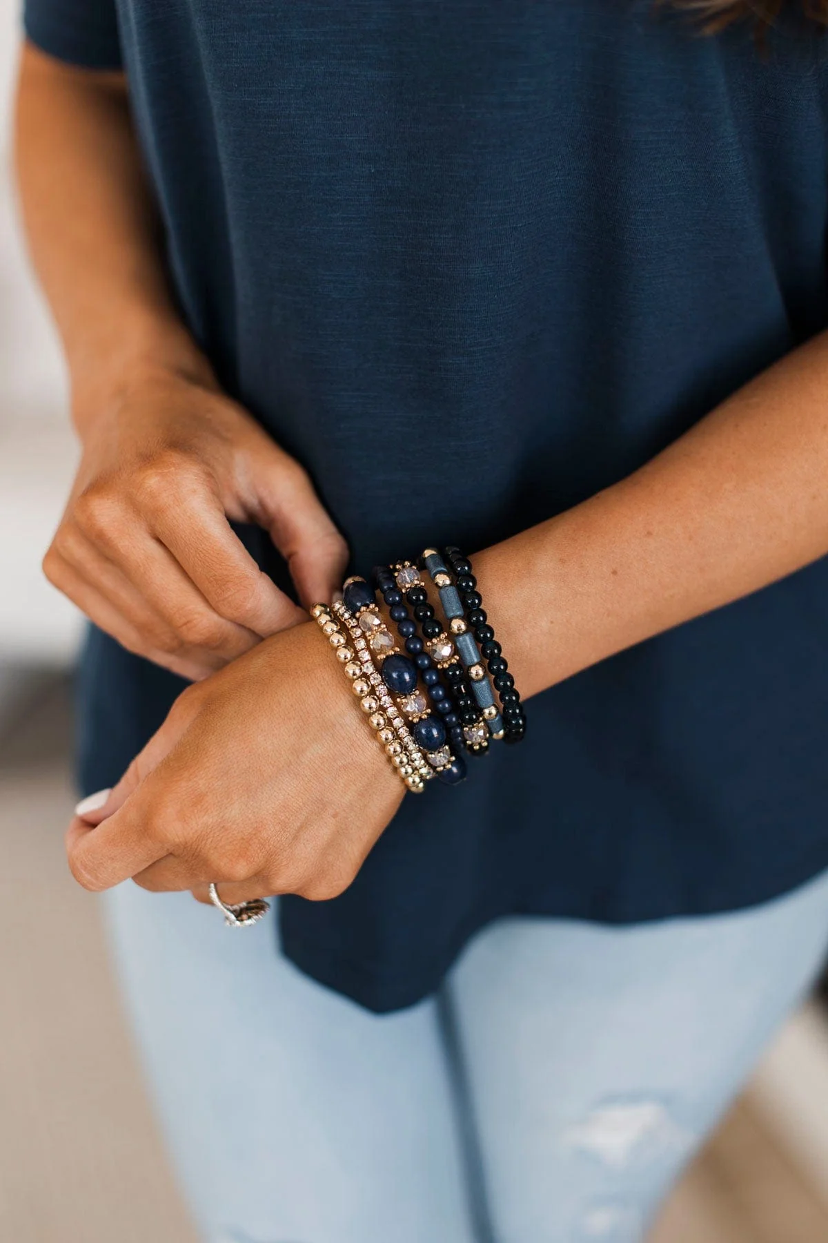Set For Success Beaded Bracelet Set- Navy - Image 2