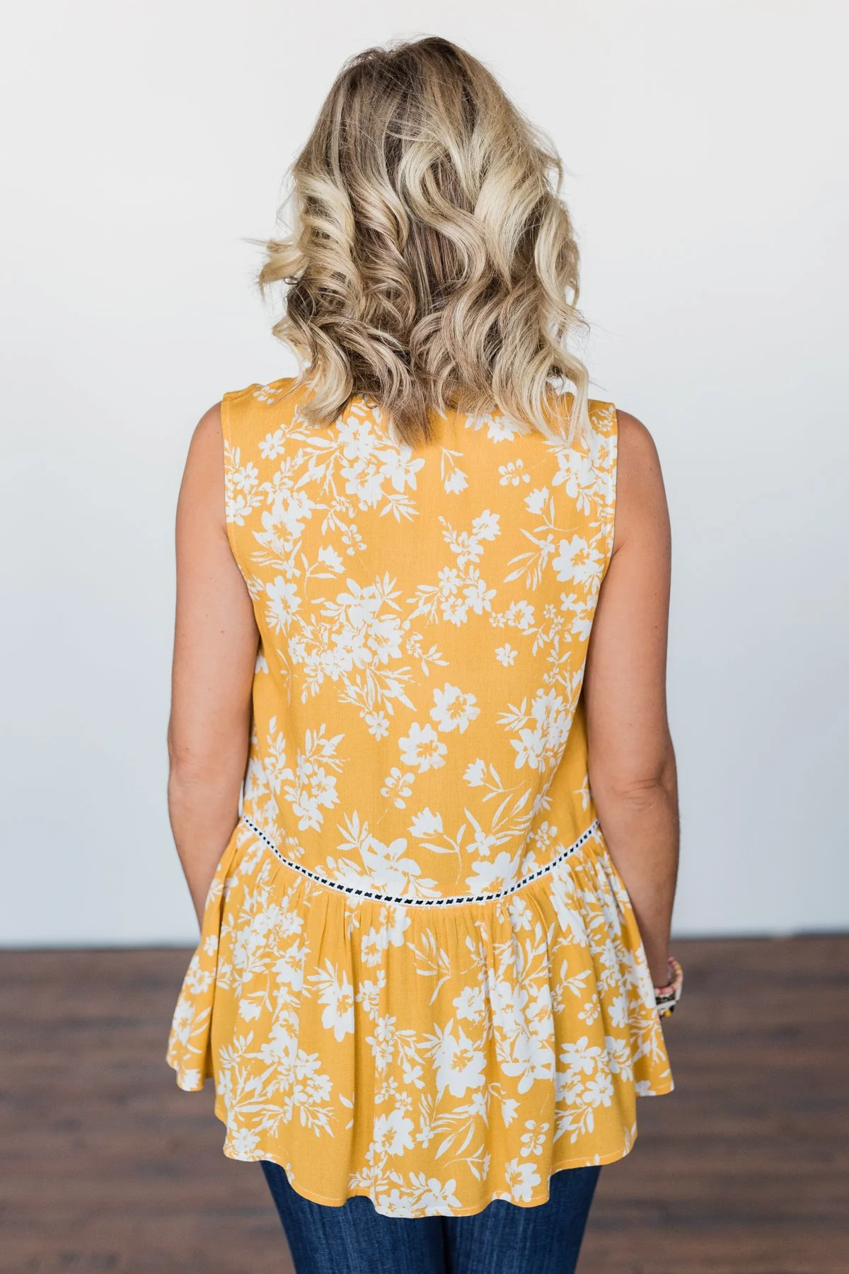 Set Me Free Floral Babydoll Tank Top- Golden Yellow - Image 12