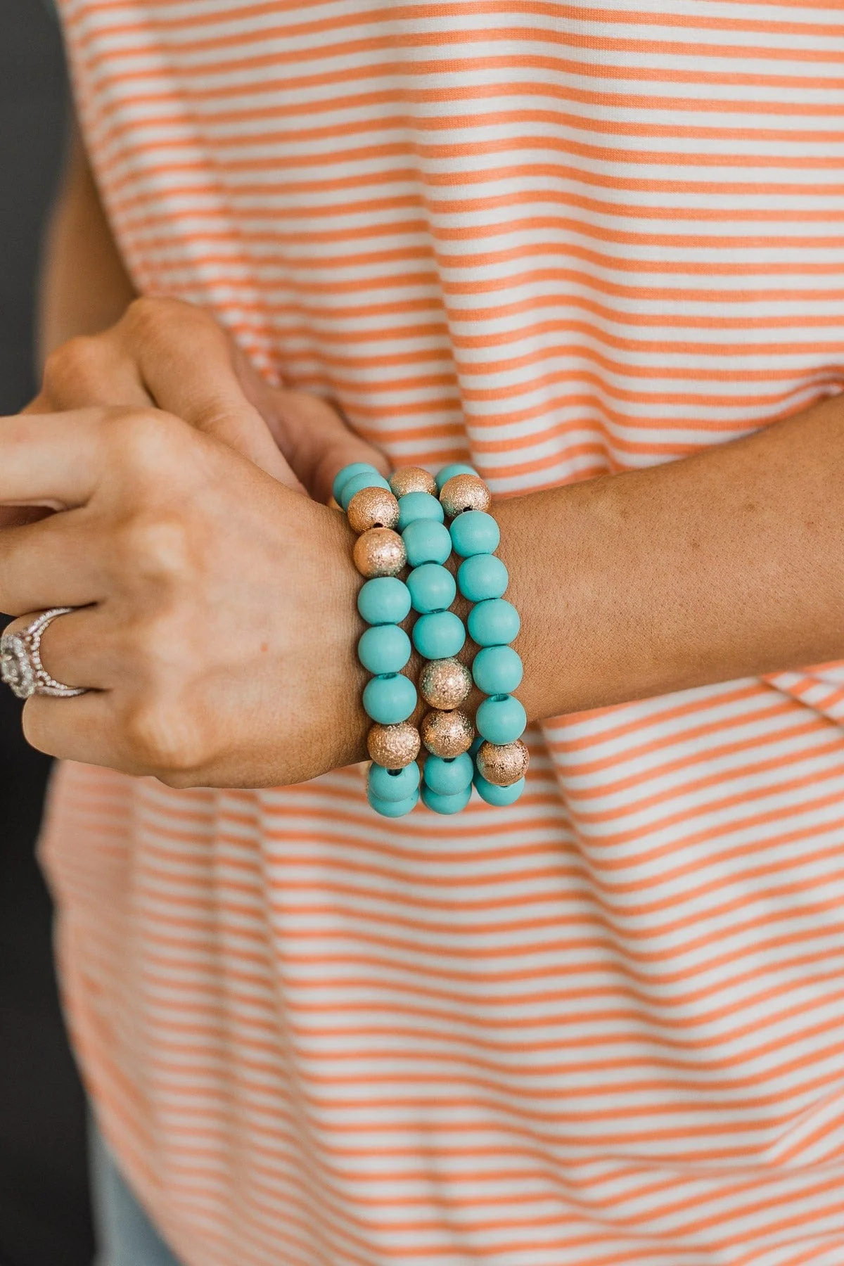 Set The Stage Bracelet Set- Turquoise - Image 2