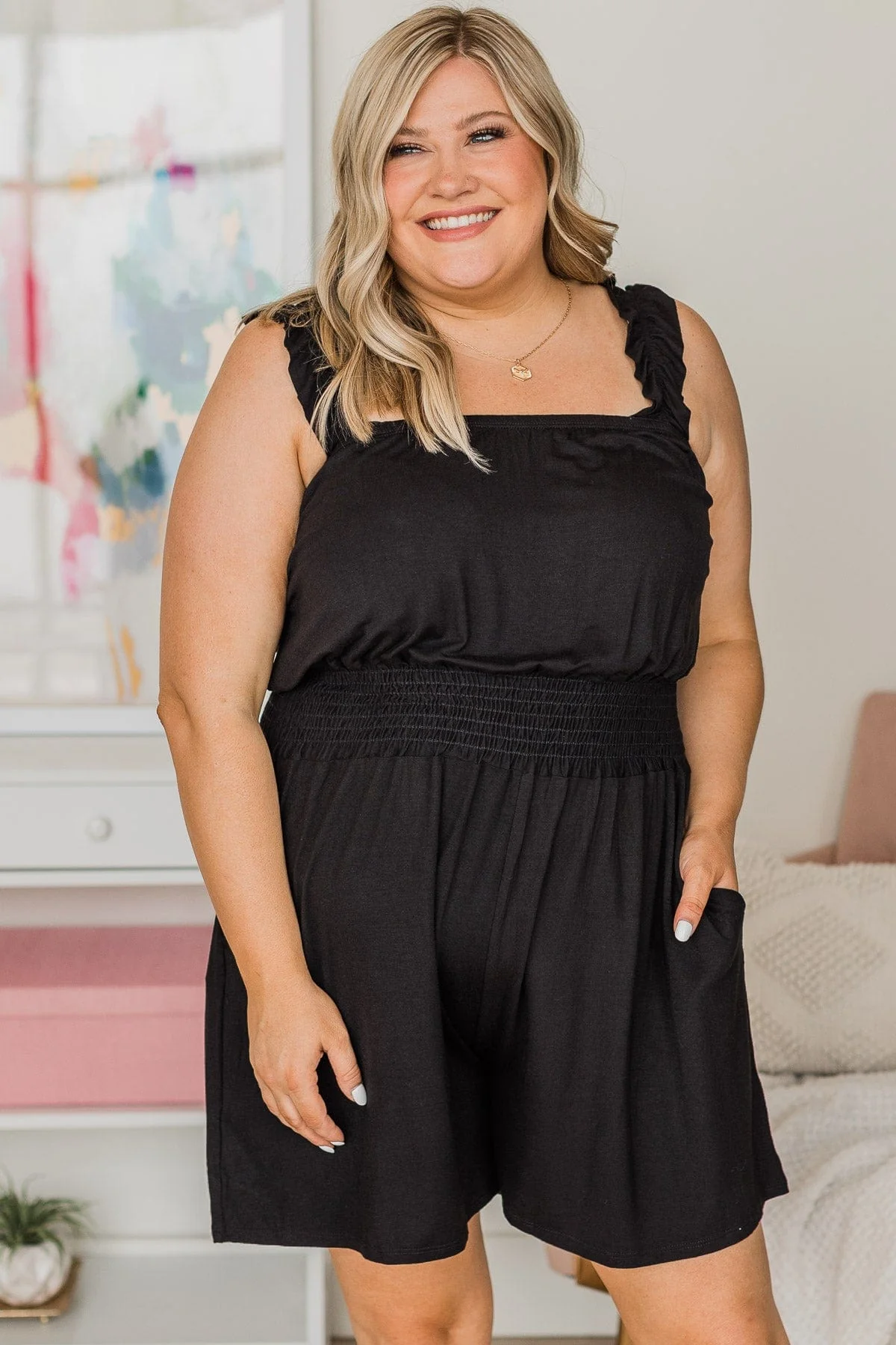 Set The Tone Knit Romper- Black - Image 4