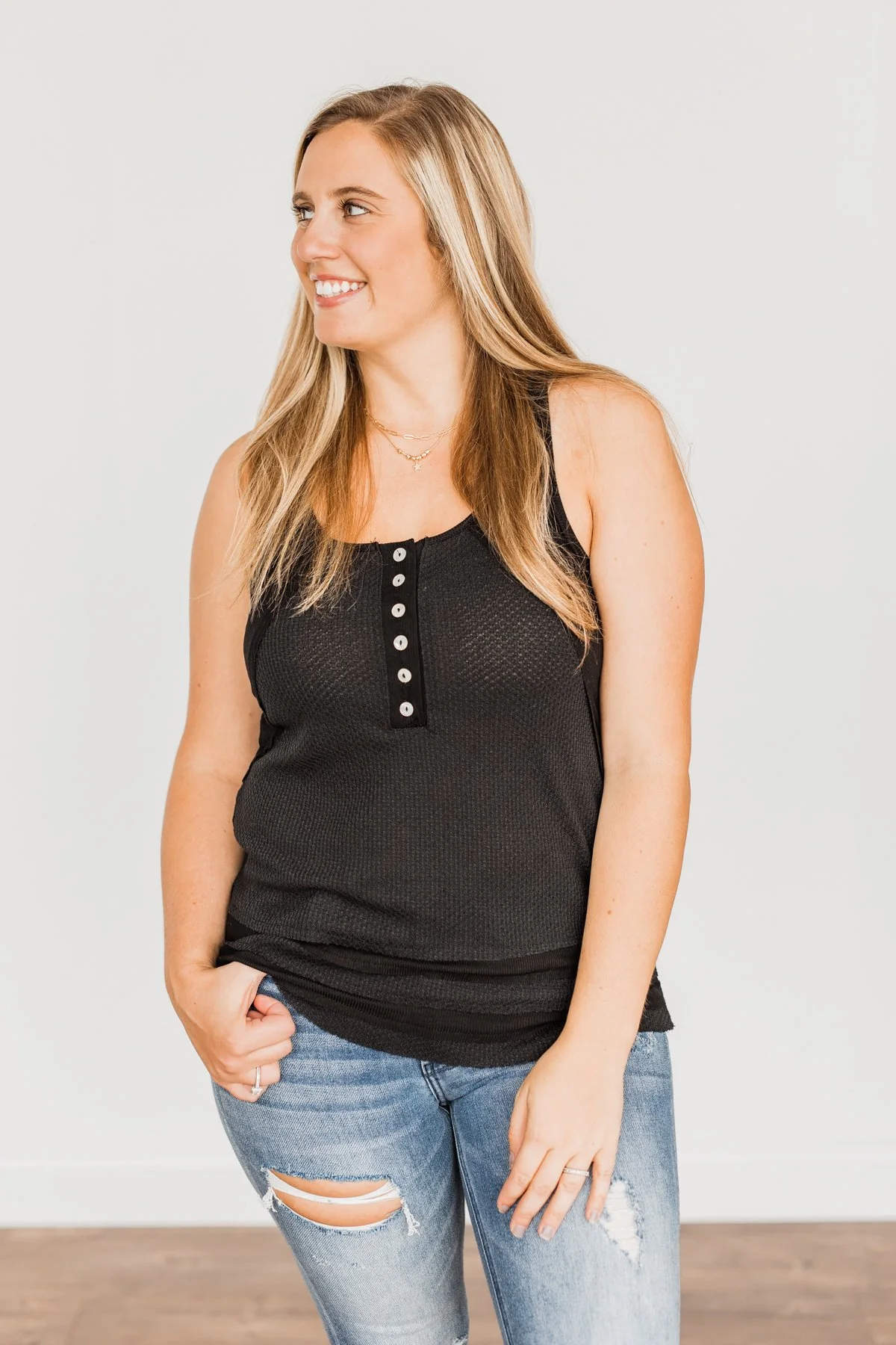 Set Yourself Free Knit Tank Top- Black - Image 6