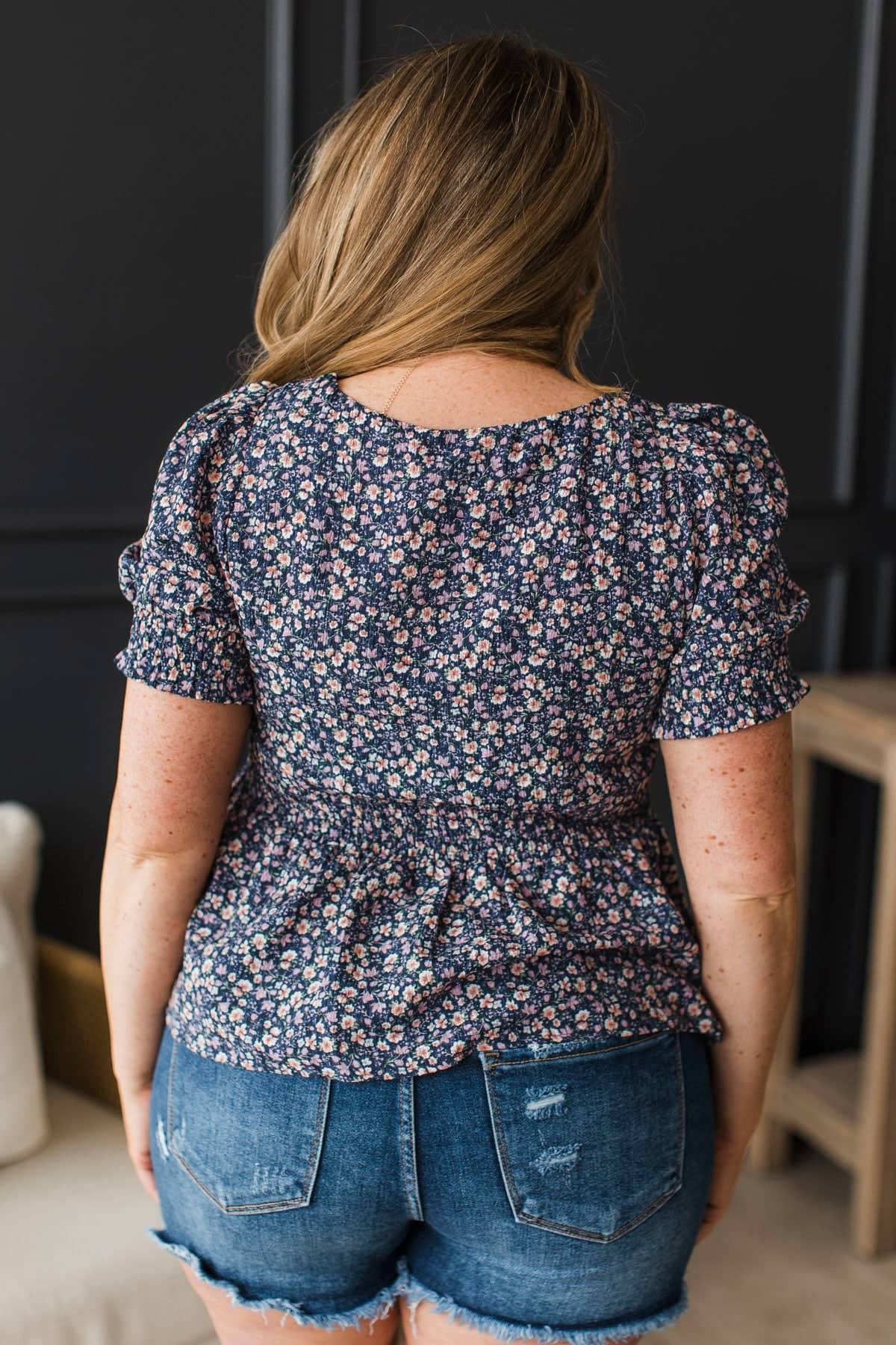 Settling For Nothing Floral Peplum Blouse- Navy - Image 7
