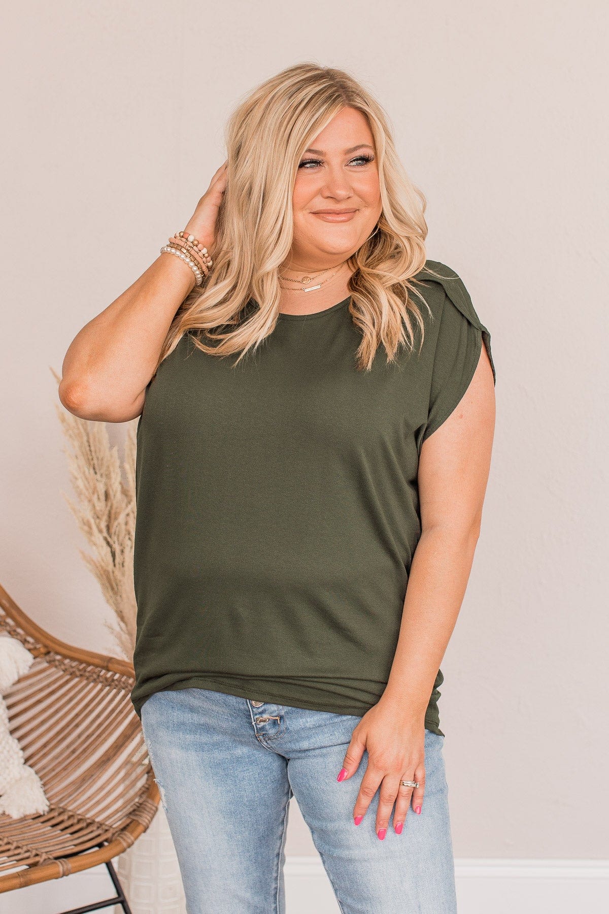 Shake Things Up Sleeveless Top- Dark Olive - Image 5