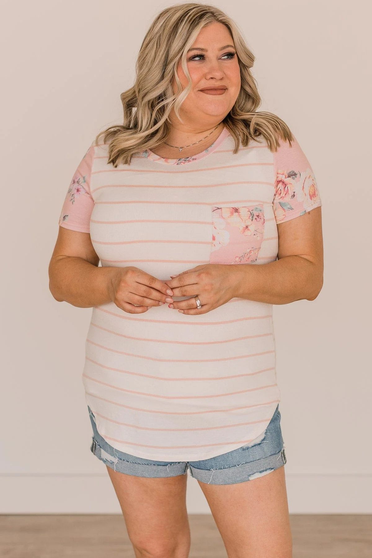 Shaking Things Up Striped Knit Top- Ivory & Blush - Image 3