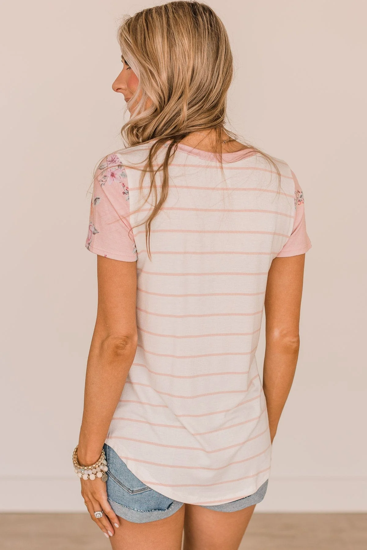 Shaking Things Up Striped Knit Top- Ivory & Blush - Image 5