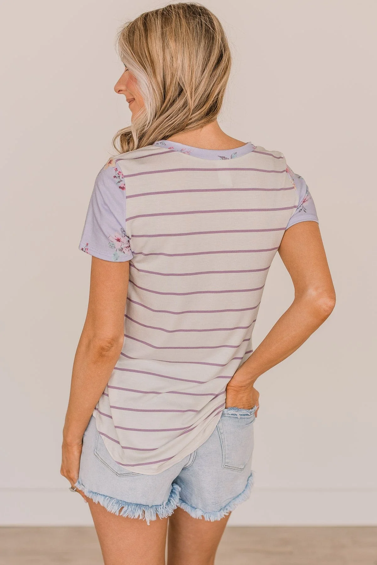 Shaking Things Up Striped Knit Top- Ivory & Lavender - Image 8