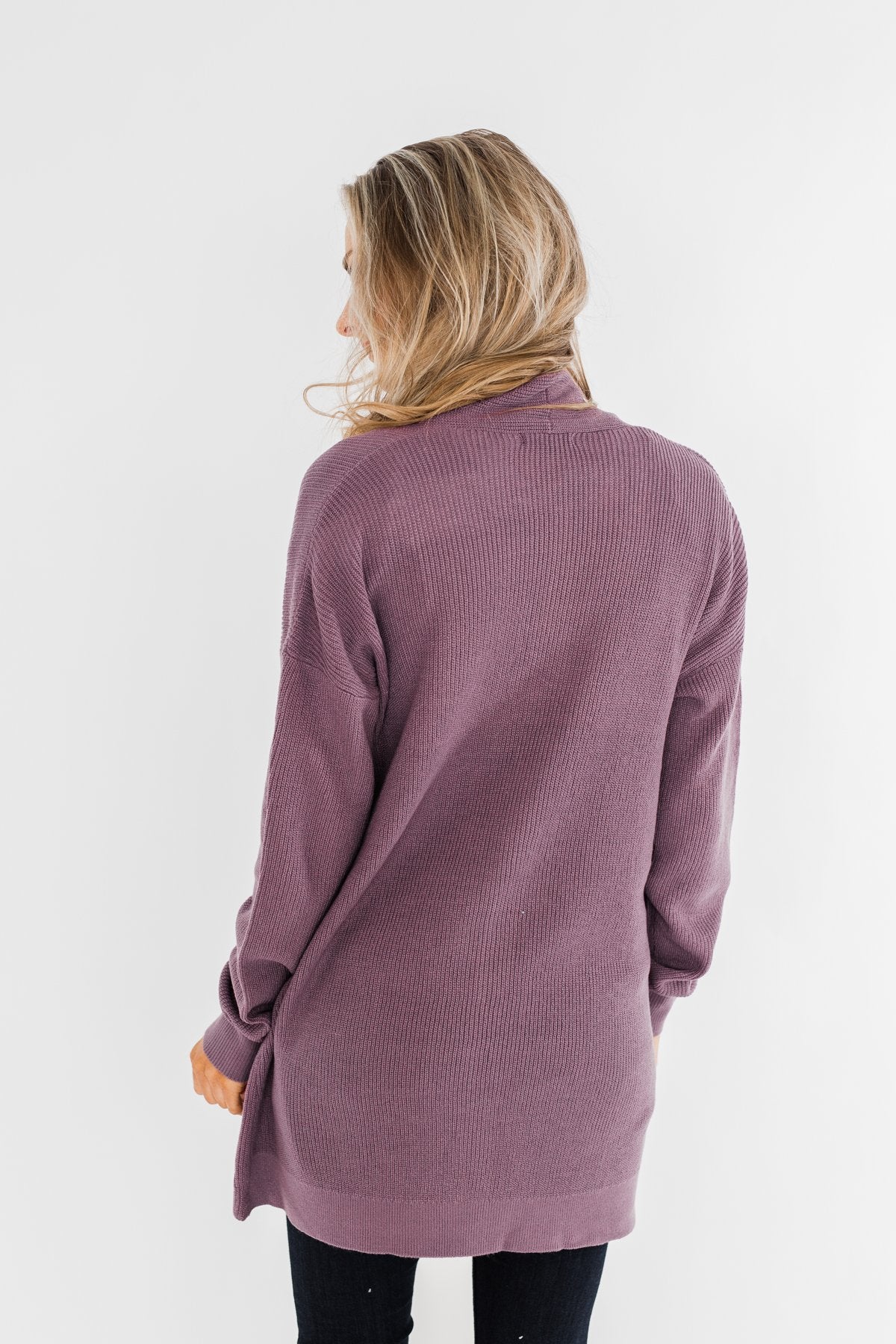Share The Love Knit Cardigan- Dusty Eggplant - Image 12