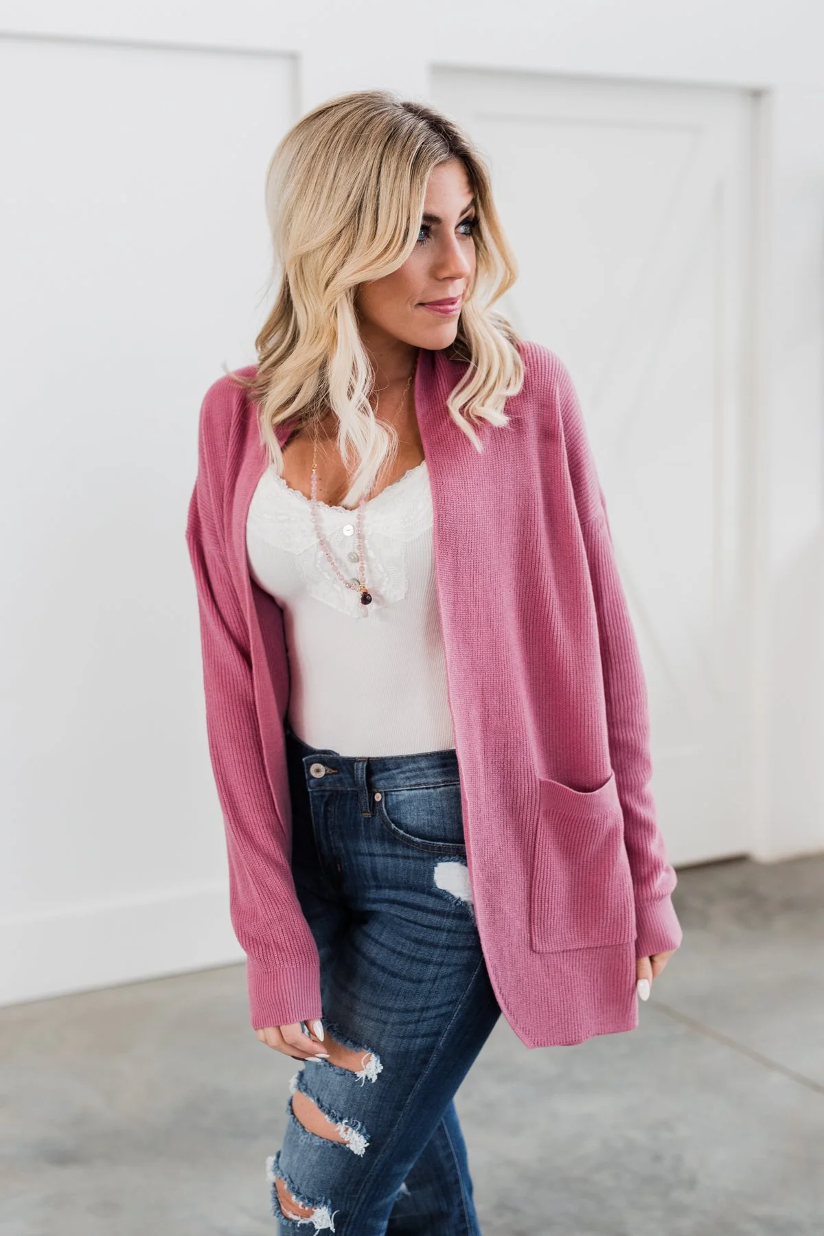 Share The Love Knit Cardigan- Orchid - Image 4
