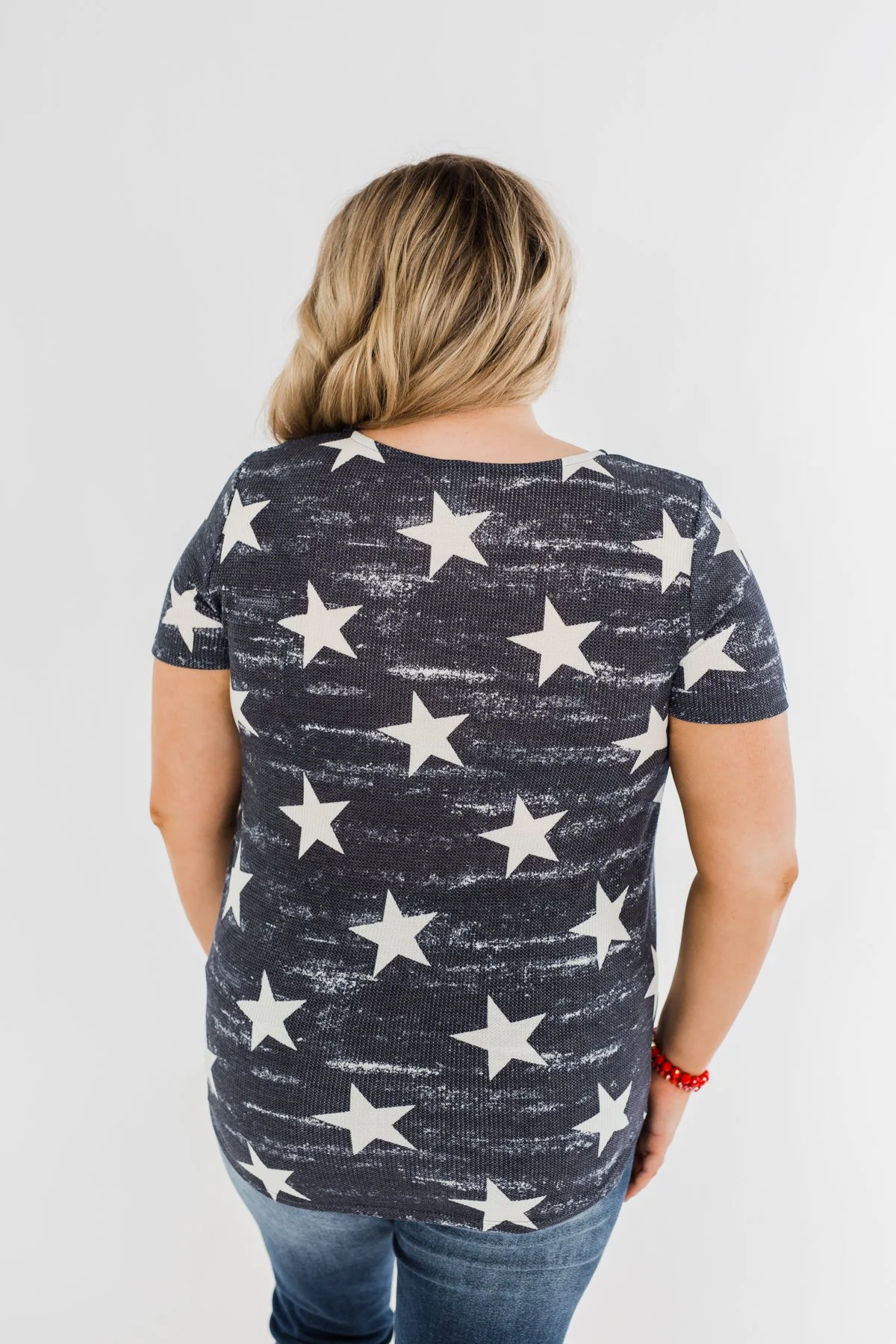 Share The Spirit Criss Cross Star Top- Navy - Image 9