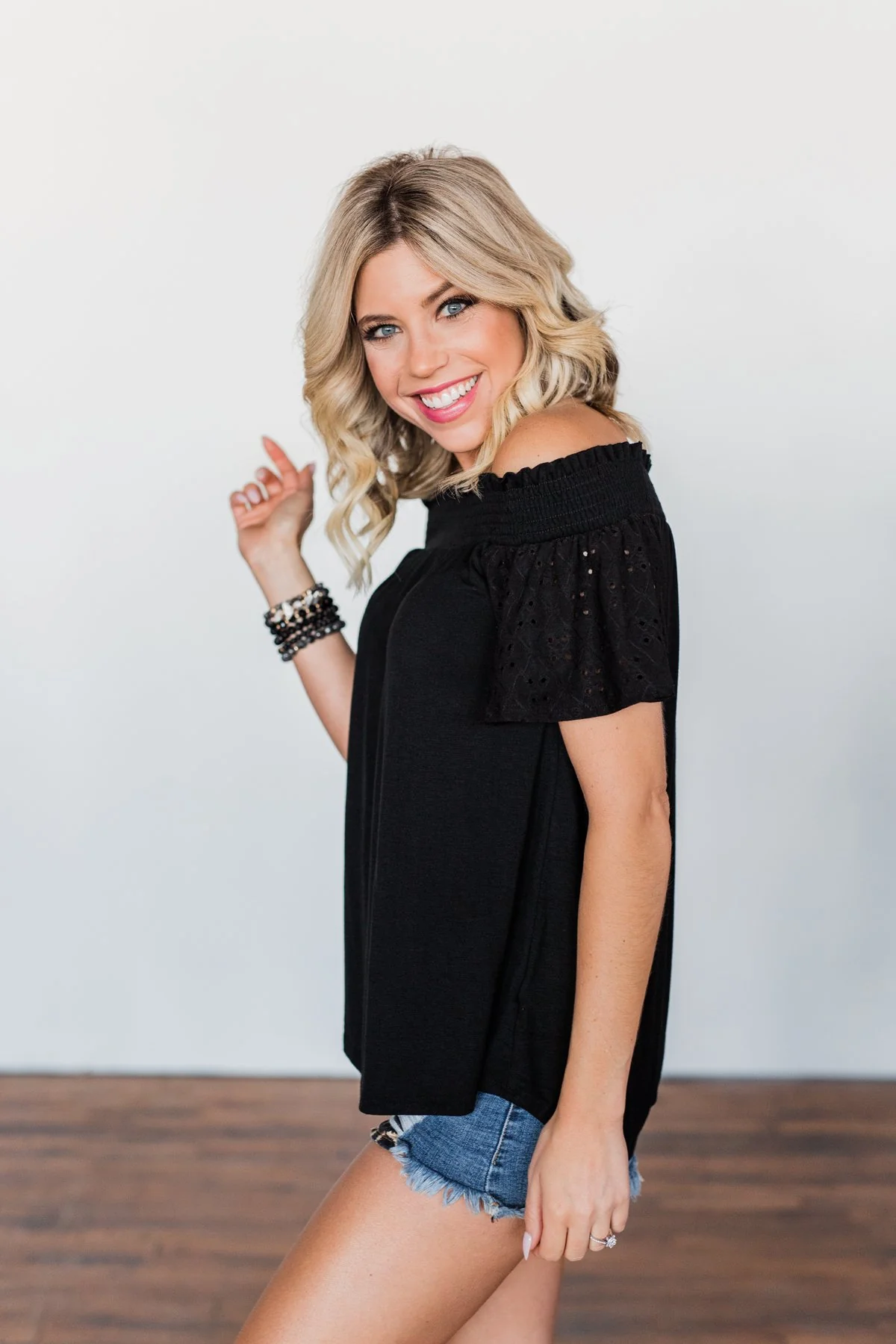 Share Your Dreams Off The Shoulder Top- Black - Image 10