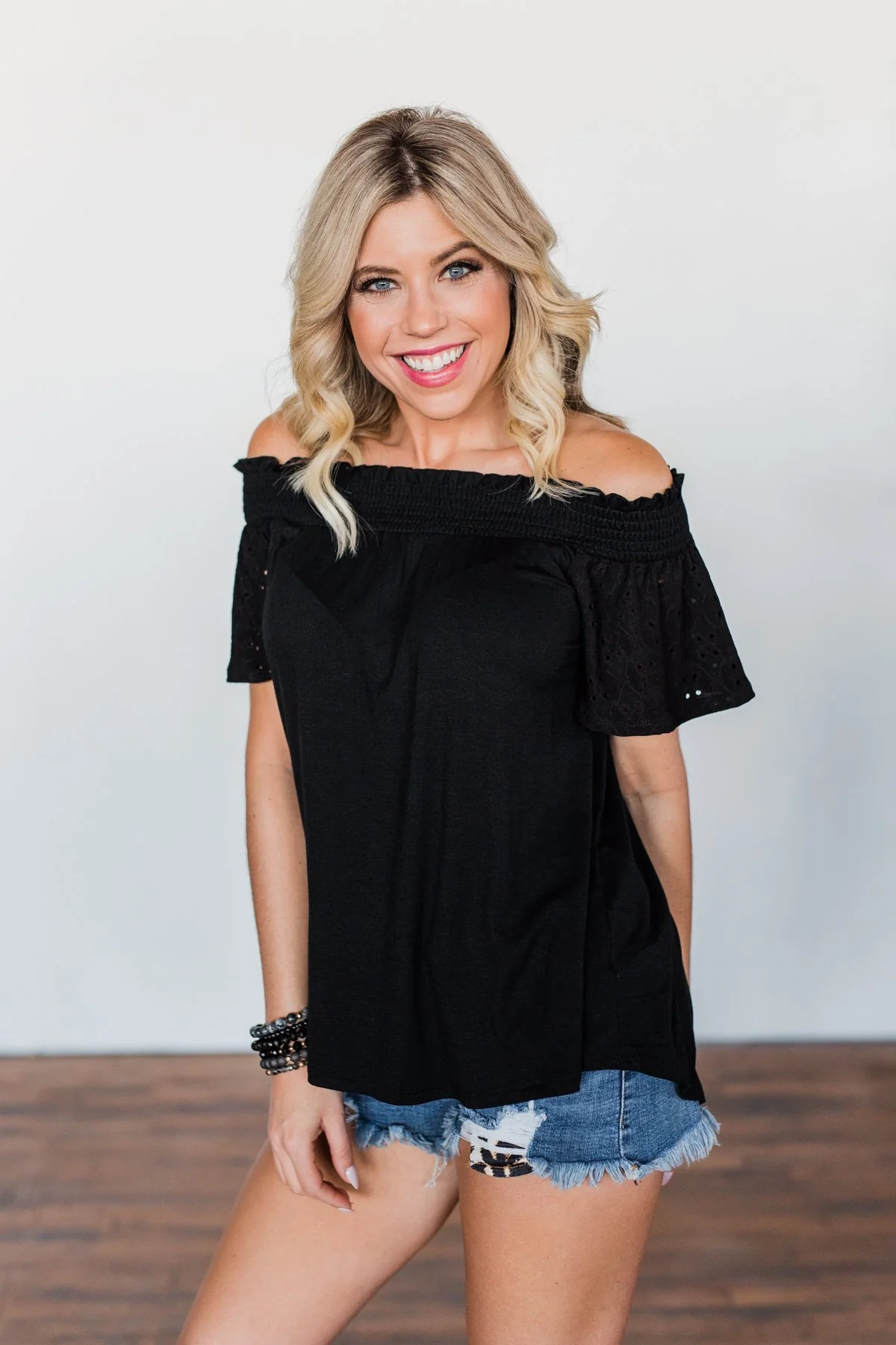 Share Your Dreams Off The Shoulder Top- Black - Image 3