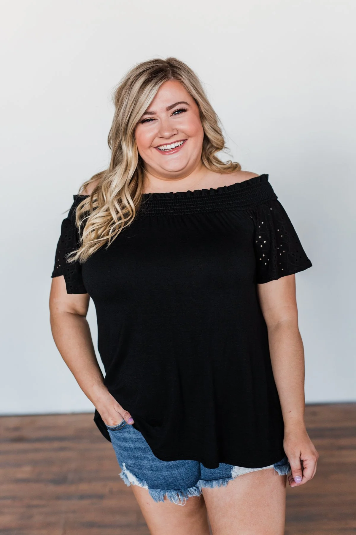 Share Your Dreams Off The Shoulder Top- Black - Image 4