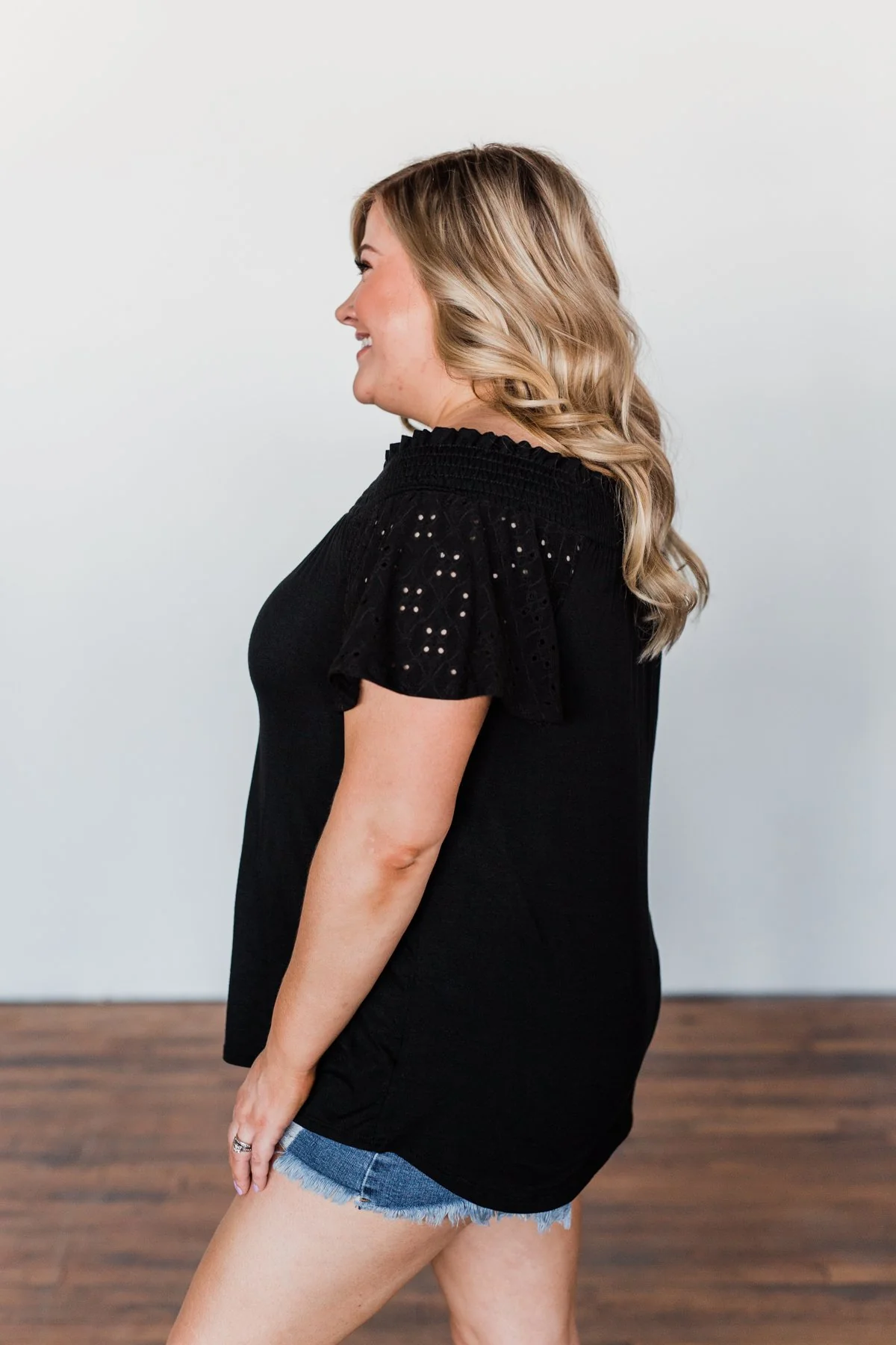 Share Your Dreams Off The Shoulder Top- Black - Image 7
