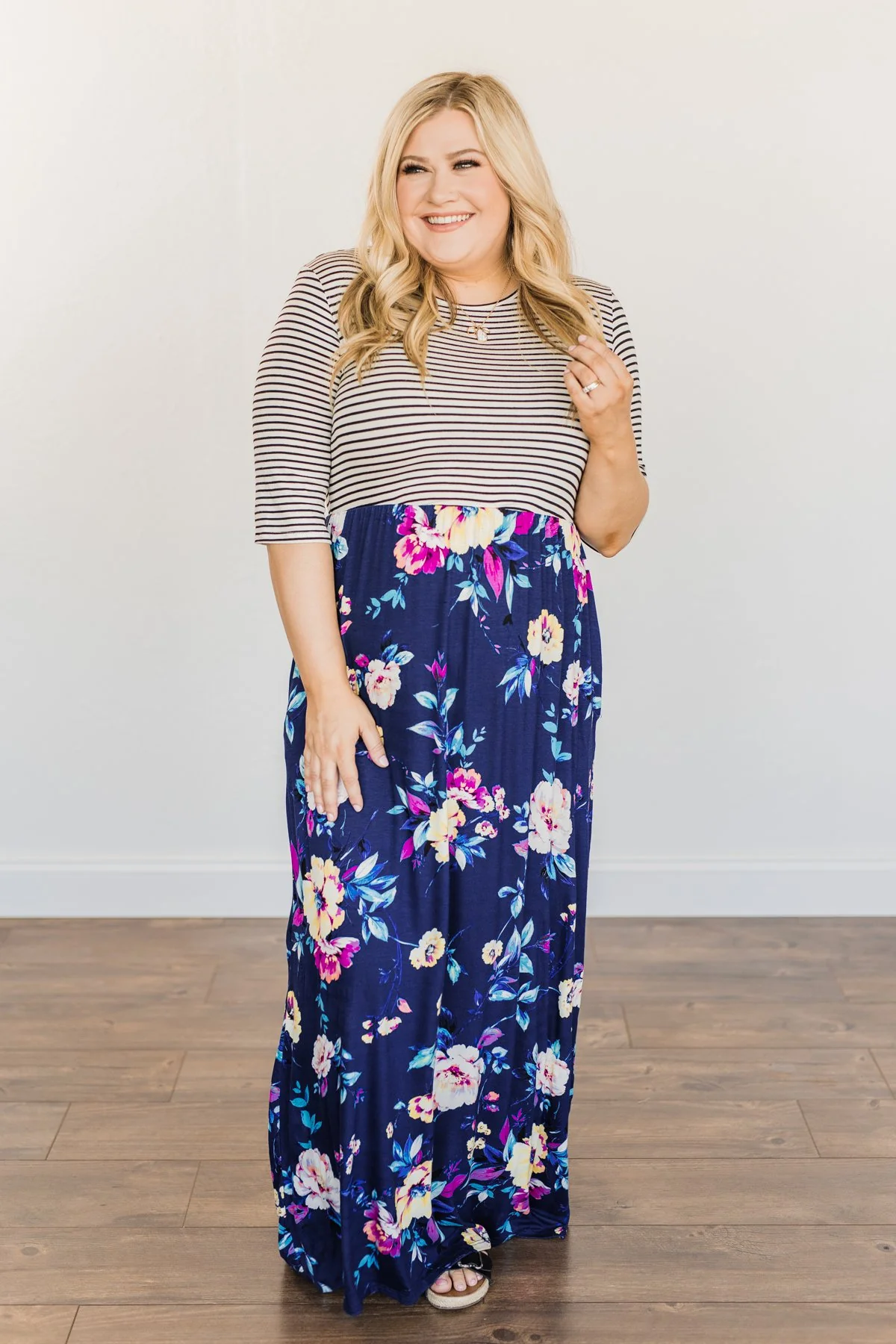 Shared Memories Floral Maxi Dress- Navy