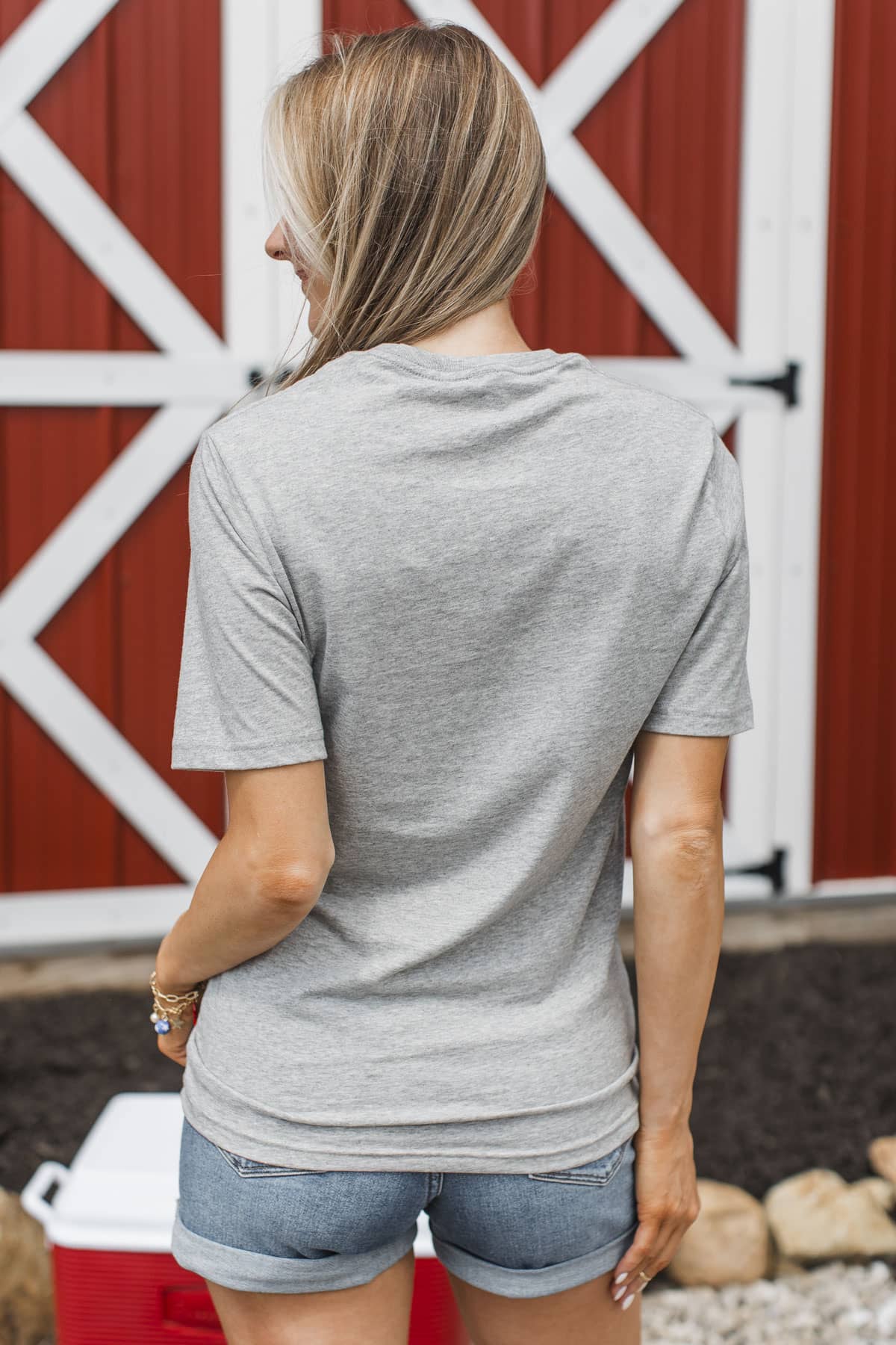 "She Loves Jesus and America Too" Graphic Tee- Heather Grey - Image 11