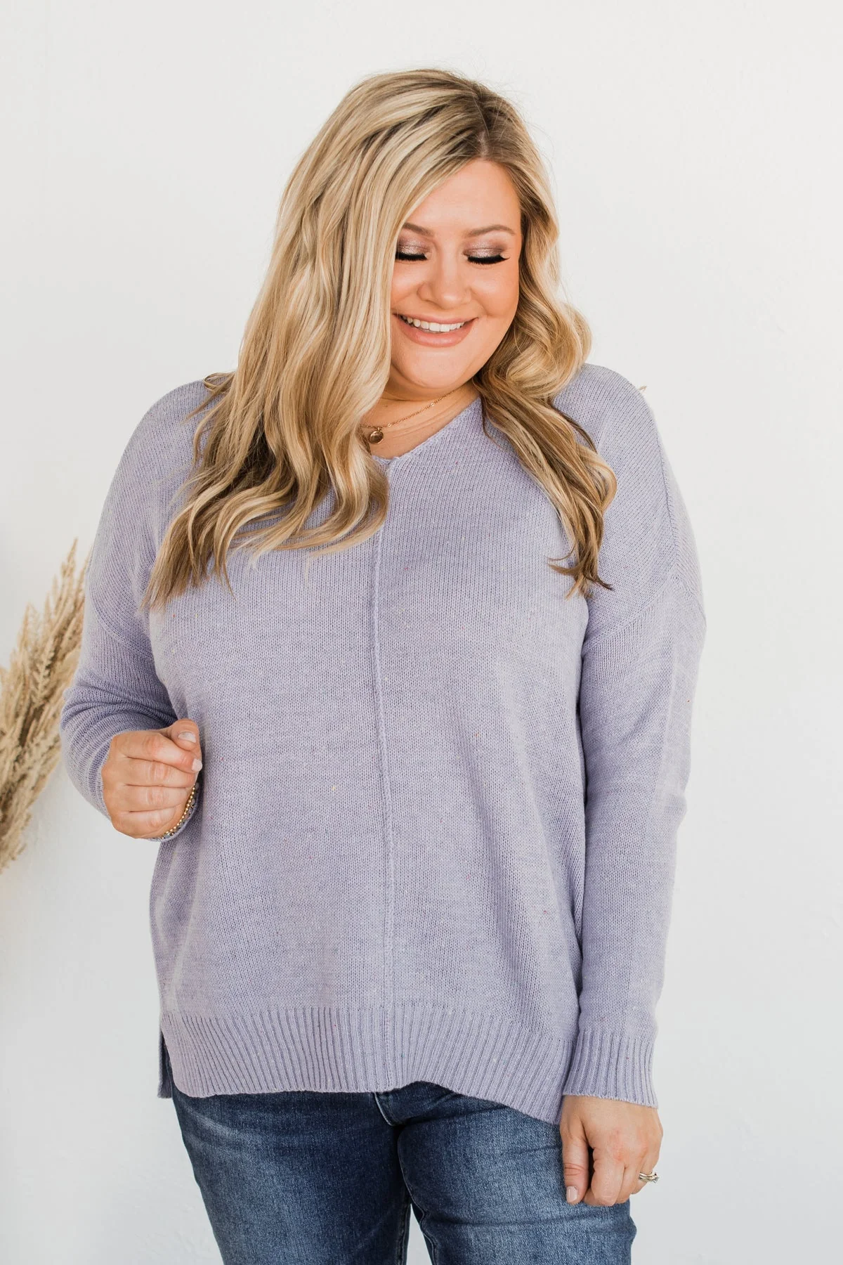 Sheer Delights Knit Sweater- Lavender - Image 4