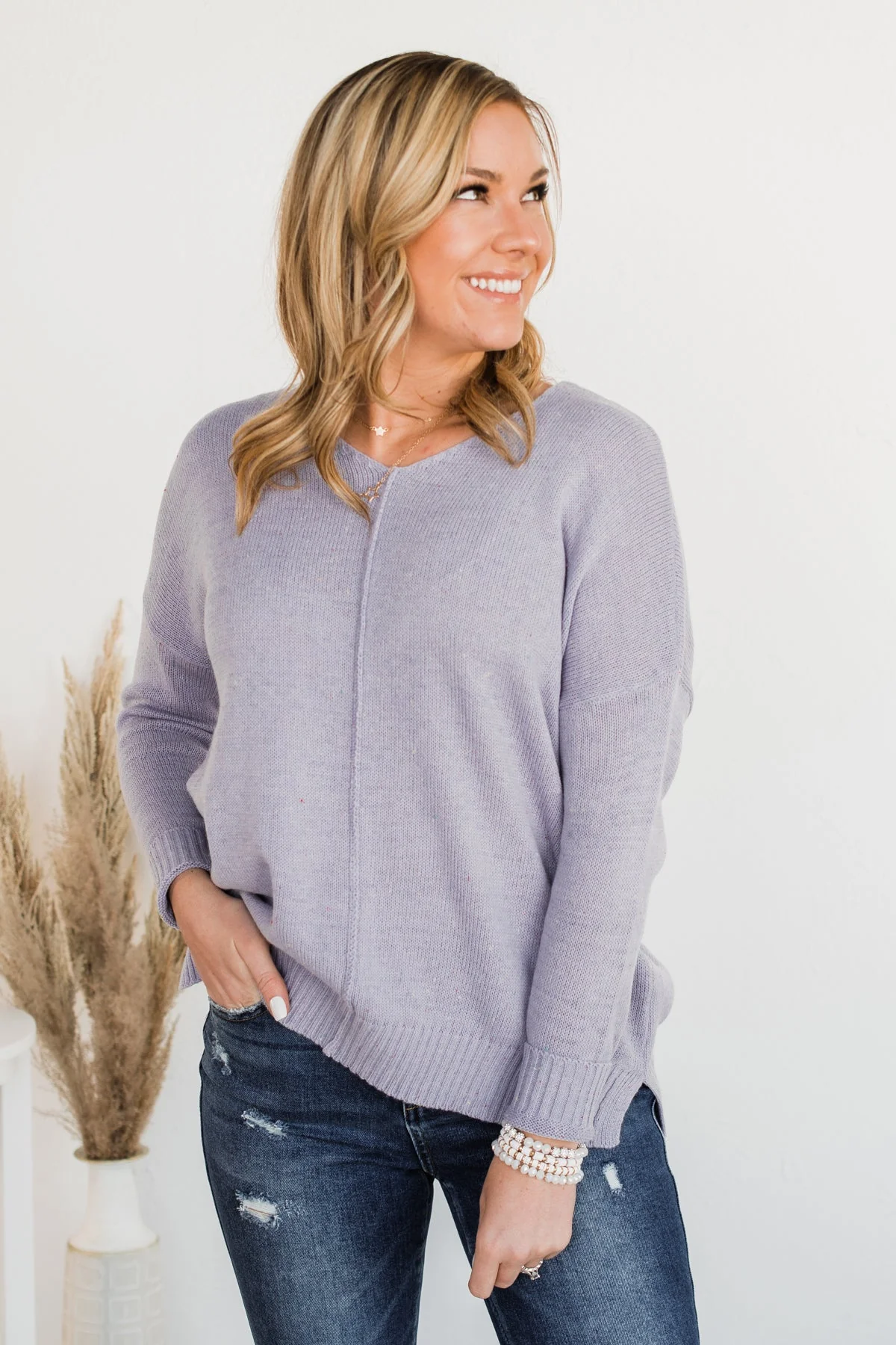 Sheer Delights Knit Sweater- Lavender - Image 5