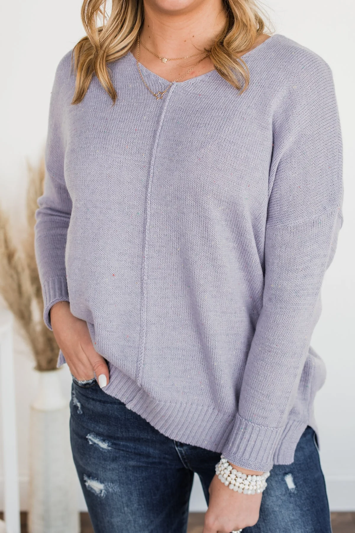 Sheer Delights Knit Sweater- Lavender - Image 7