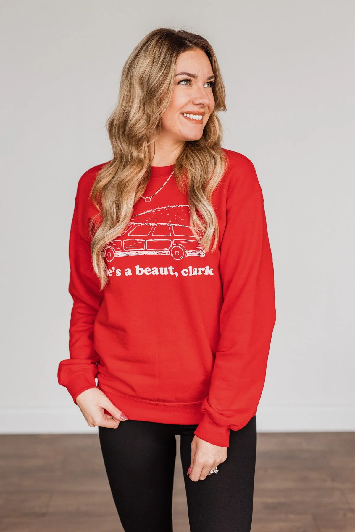 "She's A Beaut, Clark" Graphic Pullover- Red - Image 8