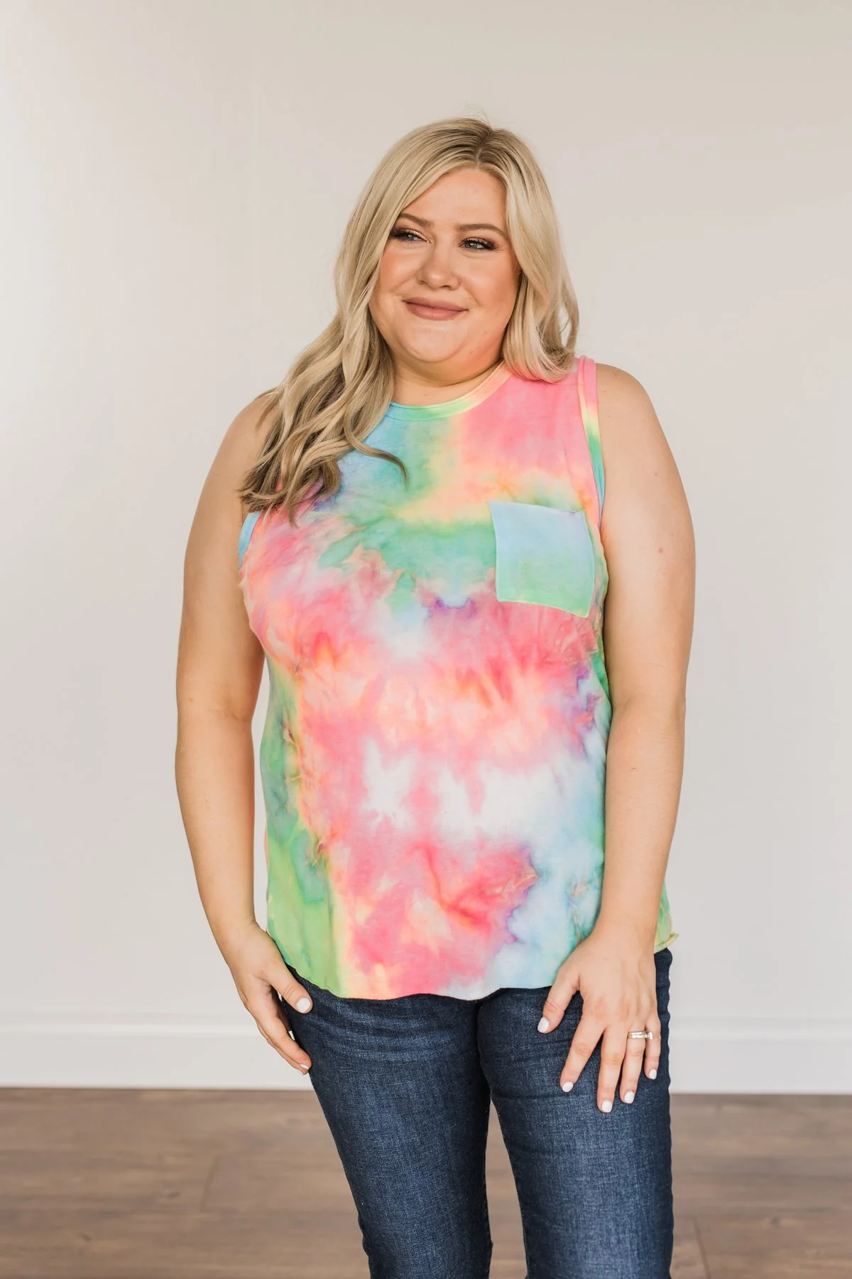 Shimmering Sunshine Tie-Dye Tank Top- Multi-Color - Image 8