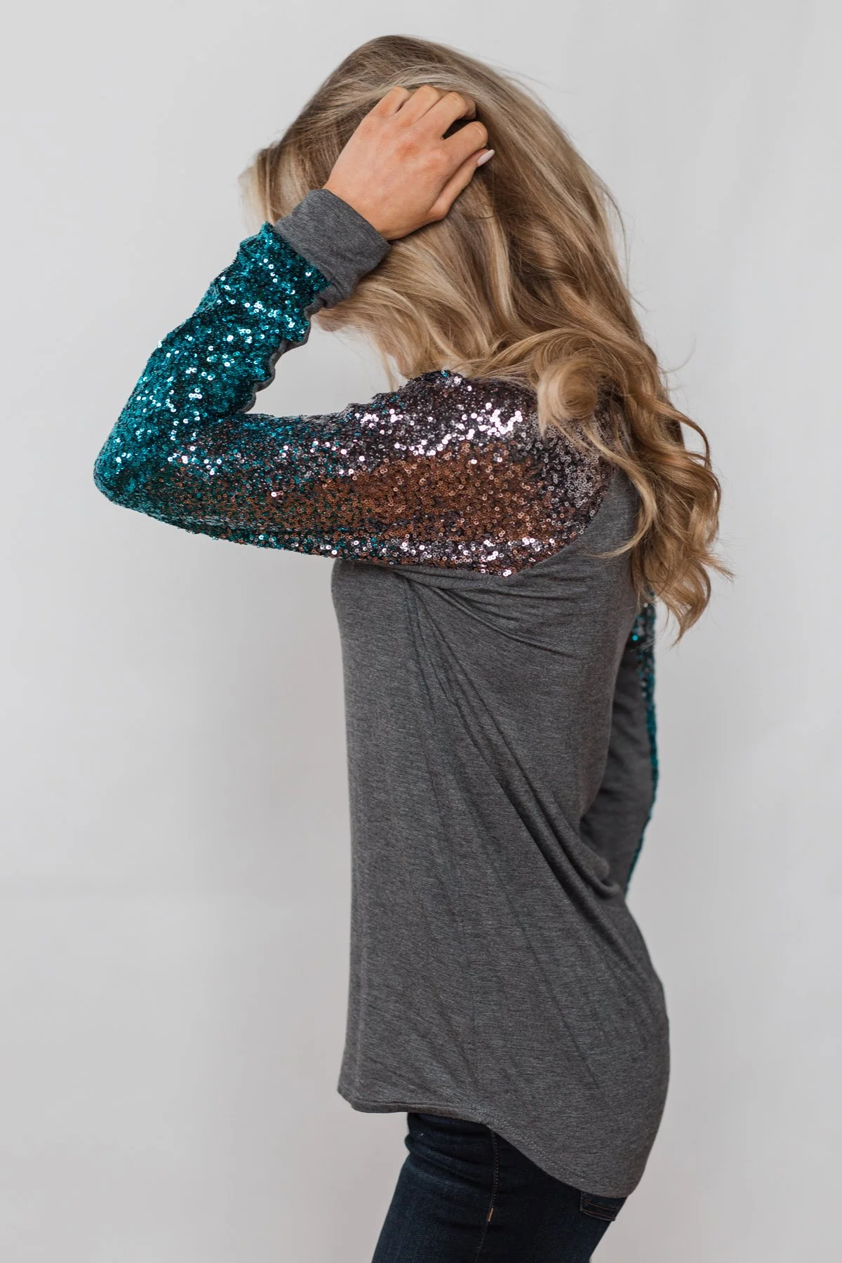 Shine Bright Sequin Top- Charcoal - Image 9