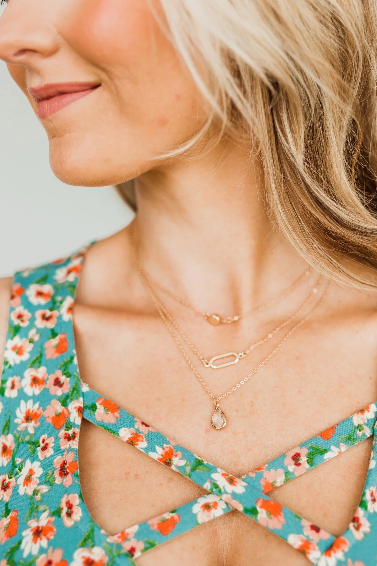 Shine Like A Gem 3 Piece Necklace Set- Gold - Image 4