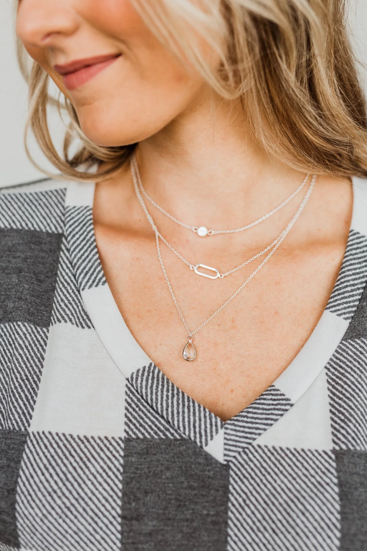 Shine Like A Gem 3 Piece Necklace Set- Silver - Image 3