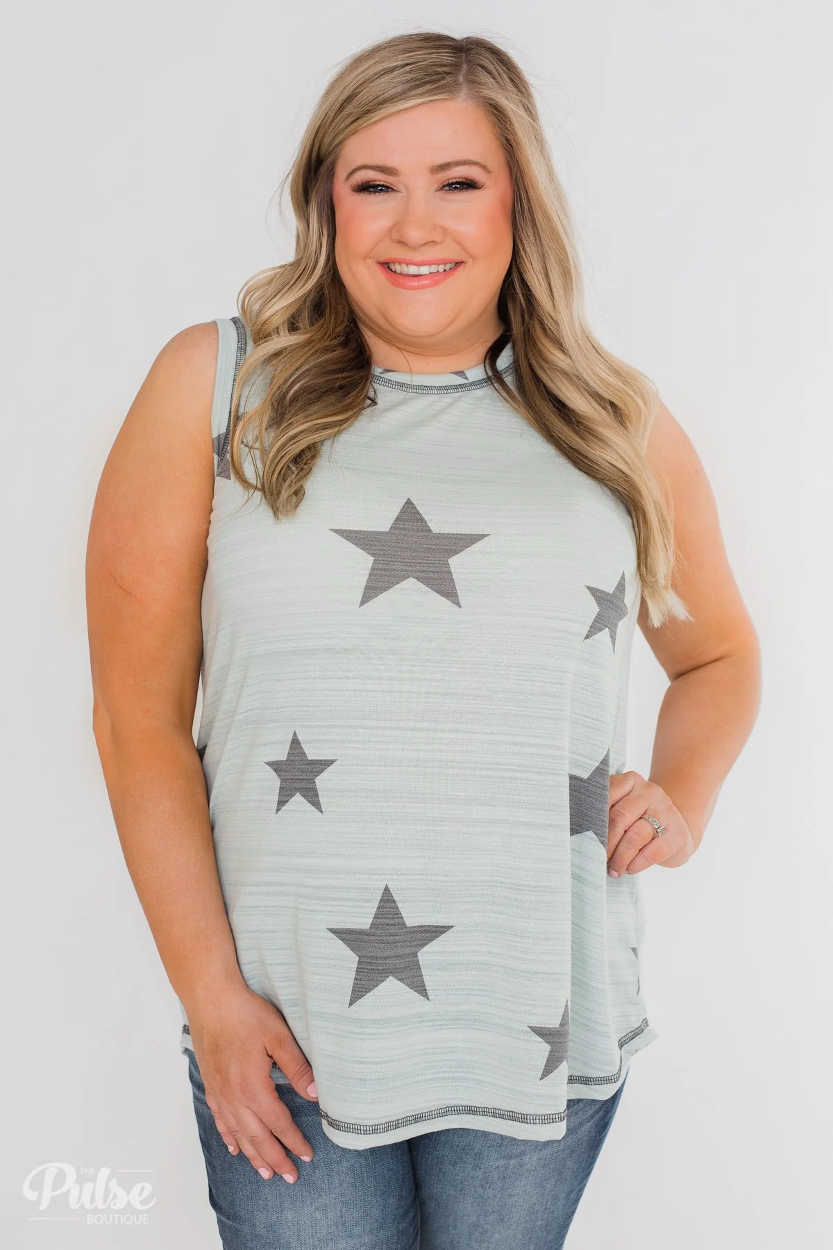 Shine Like A Star Tank Top- Sage - Image 7