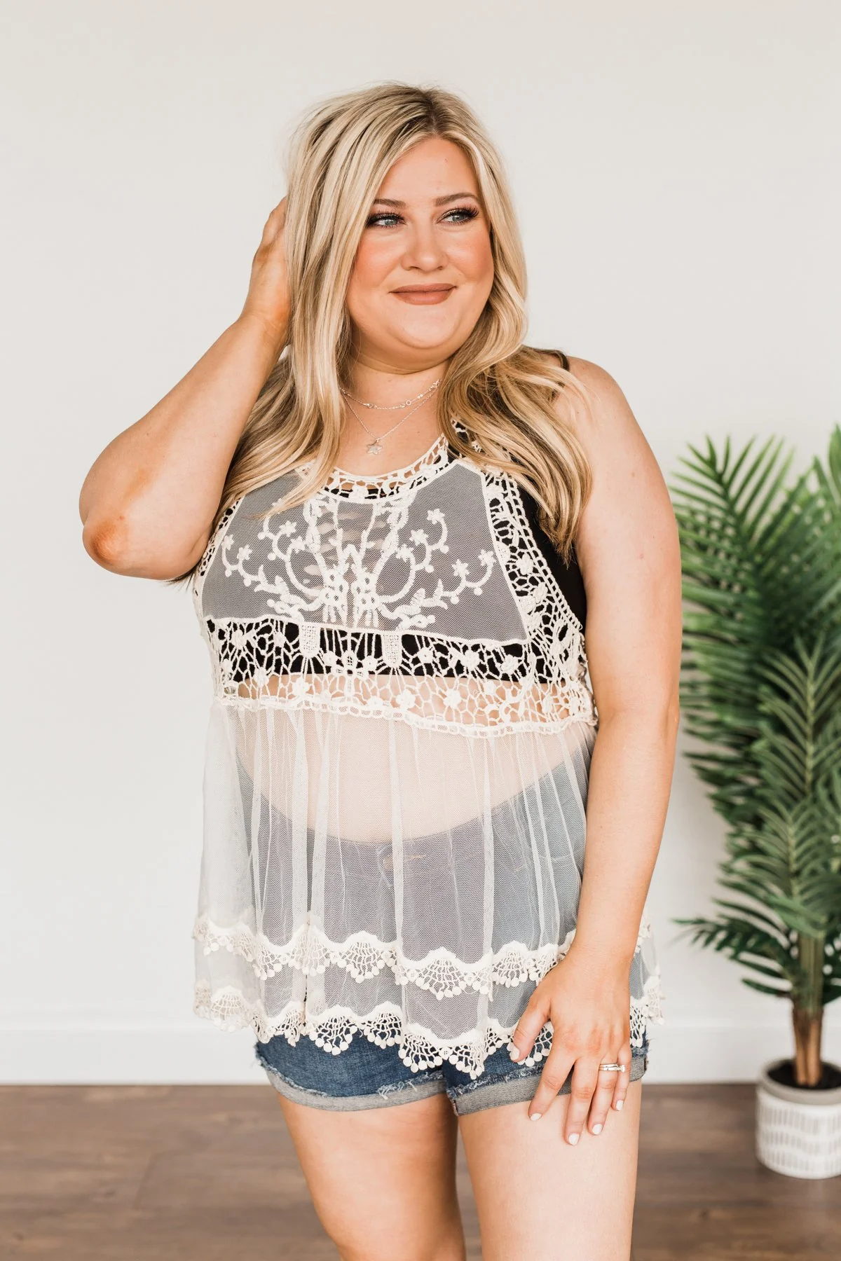Shine Like The Sun Mesh & Lace Cover Up- Ivory - Image 9