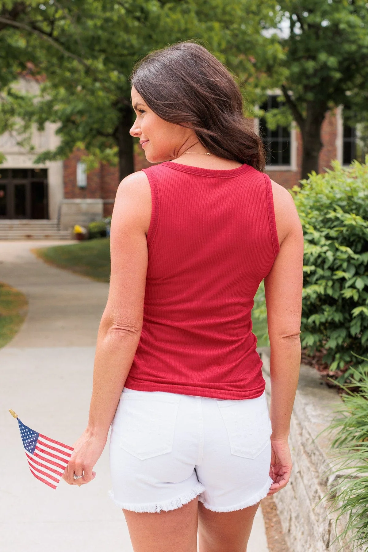 Shine On Me Fitted Tank- Red - Image 9