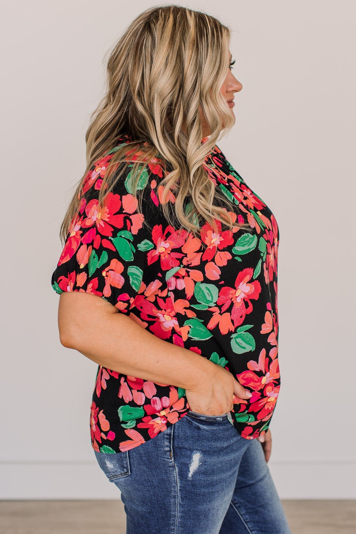 Shine So Bright Floral Blouse- Black - Image 5