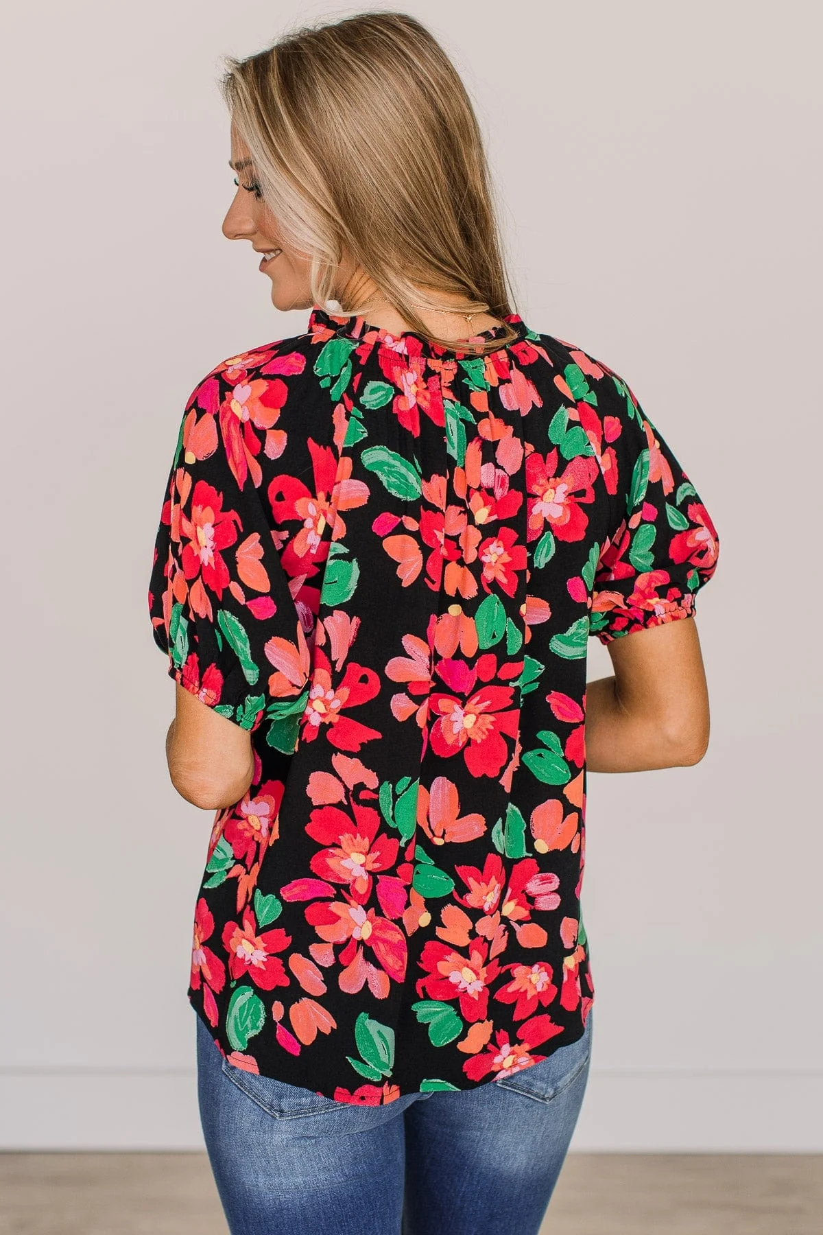 Shine So Bright Floral Blouse- Black - Image 7