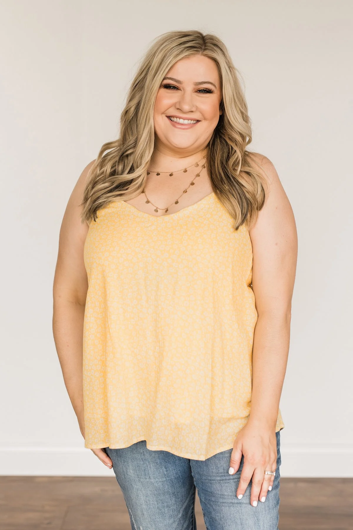 Shine Until Tomorrow Floral Tank Top- Soft Yellow - Image 3