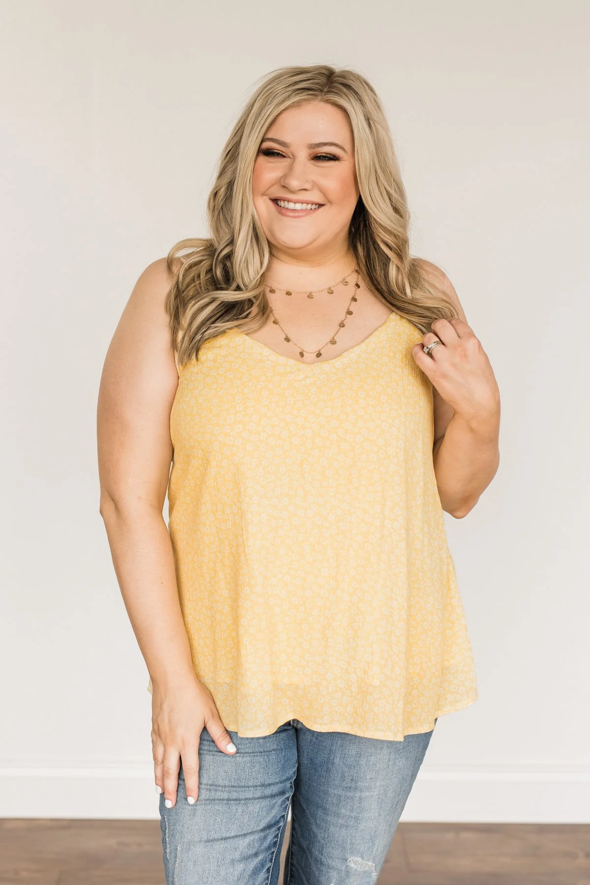 Shine Until Tomorrow Floral Tank Top- Soft Yellow - Image 6