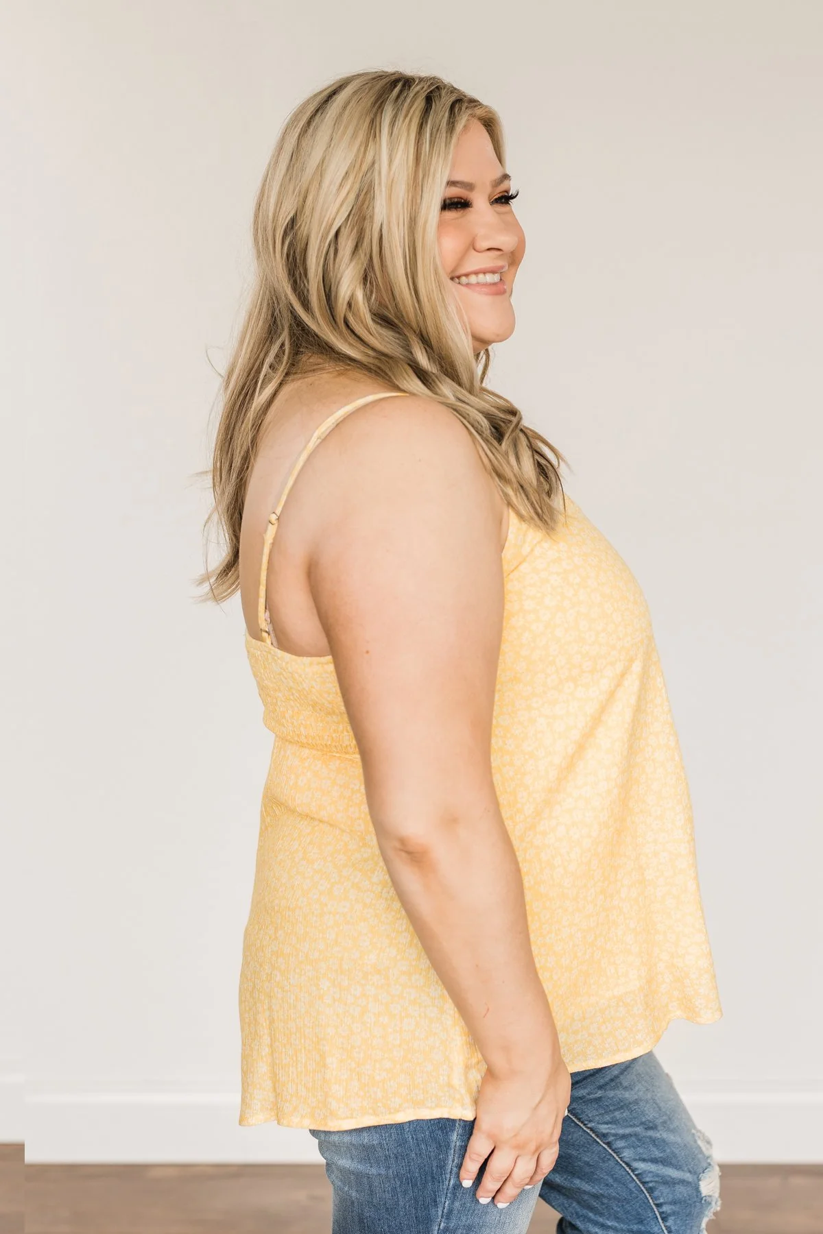 Shine Until Tomorrow Floral Tank Top- Soft Yellow - Image 8