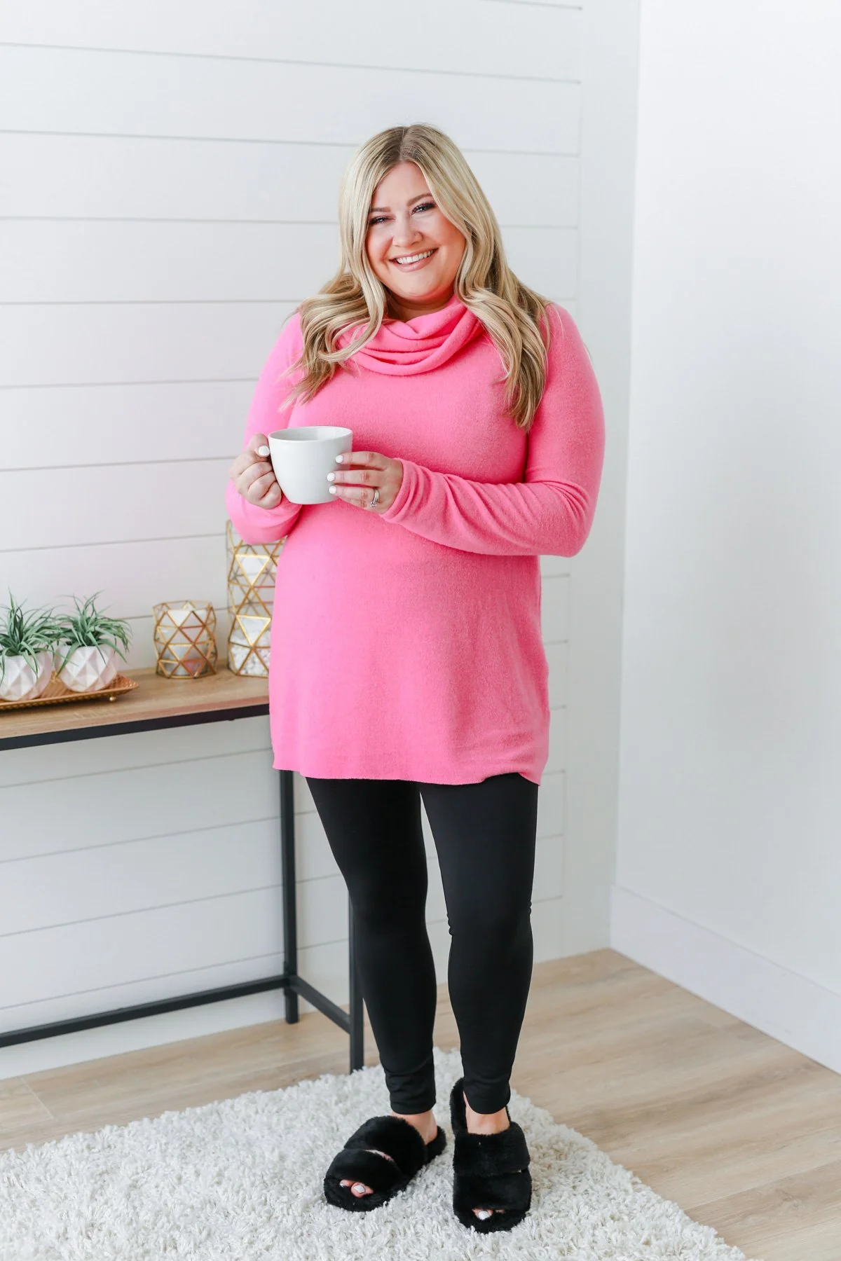 Shine Your Smile Cowl Neck Top- Bubblegum Pink - Image 3