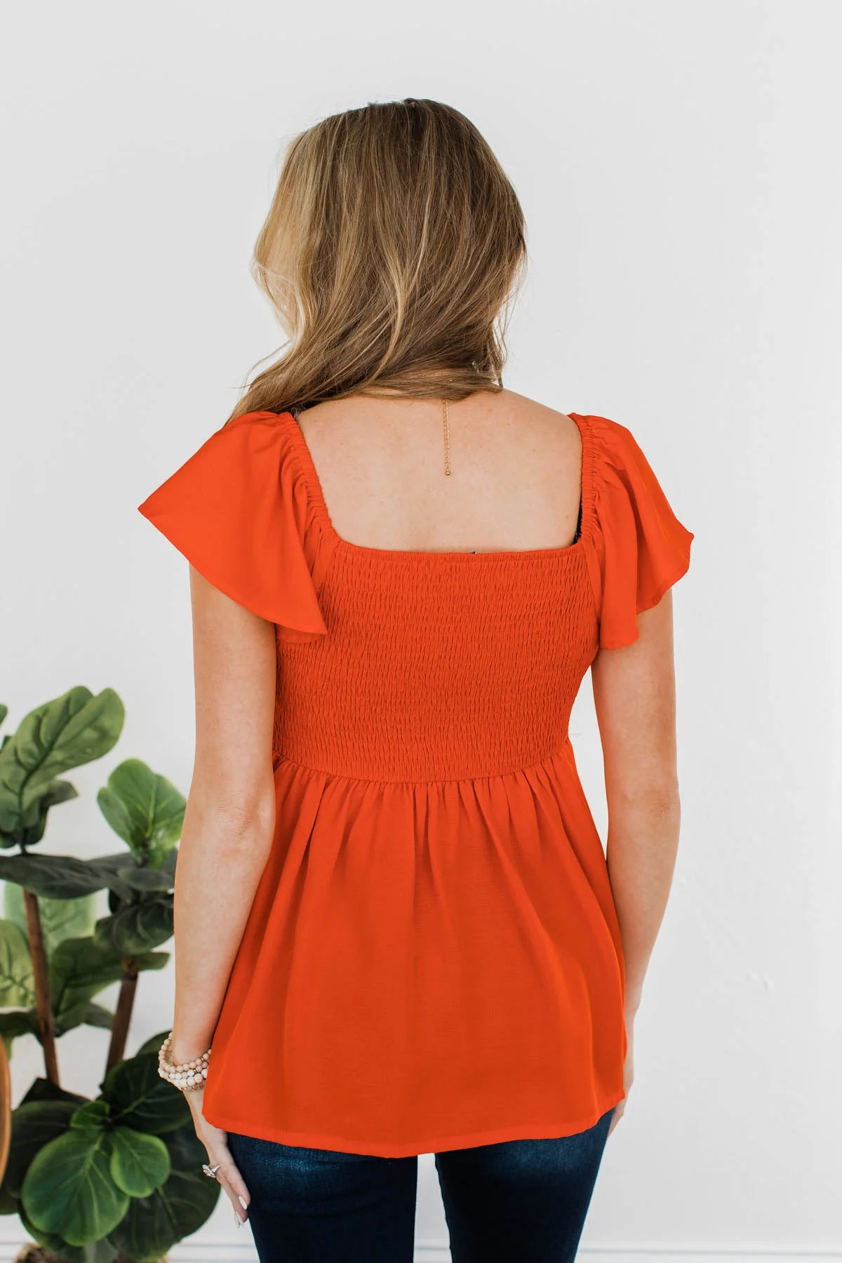Shining Rays Babydoll Top- Vibrant Orange - Image 9