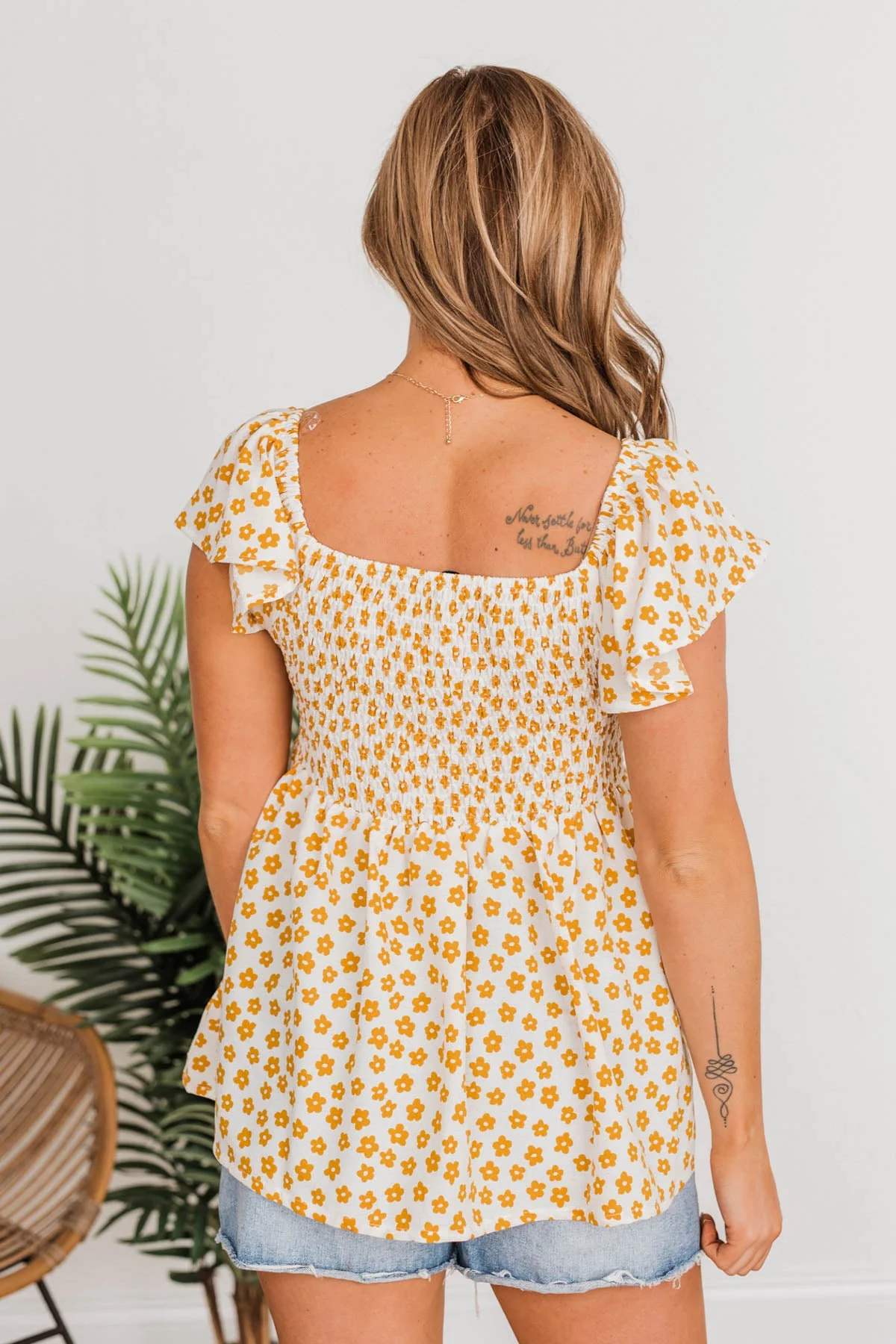 Shining Rays Floral Babydoll Top- Mustard & Ivory - Image 13