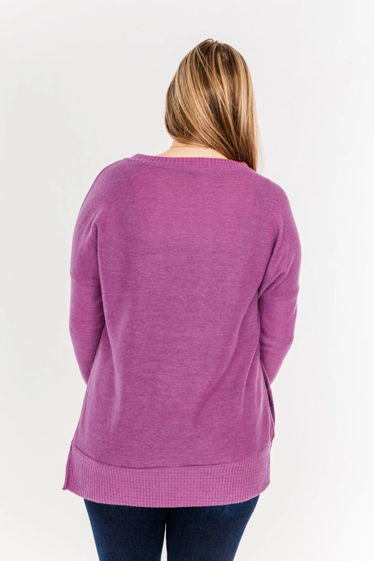 Shining Smiles V-Neck Knit Sweater- Magenta - Image 10