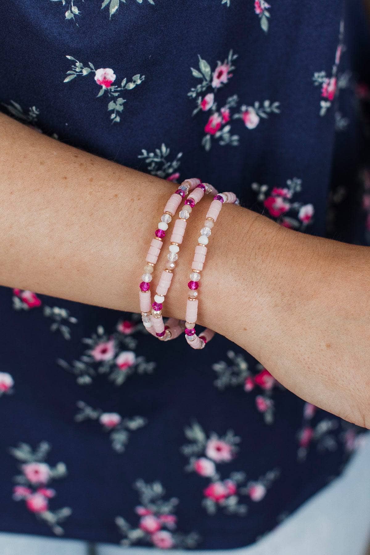 Shopping For Style Bracelet Set- Pink