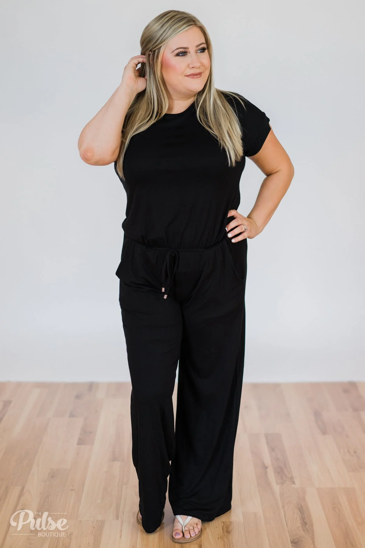 Short Sleeve Jumpsuit- Black - Image 4