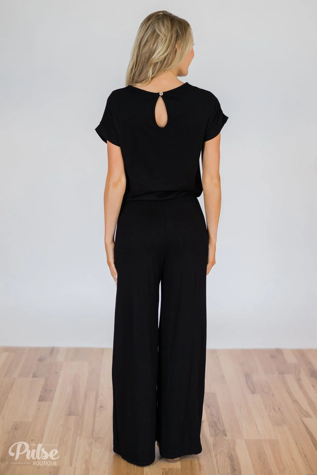 Short Sleeve Jumpsuit- Black - Image 7