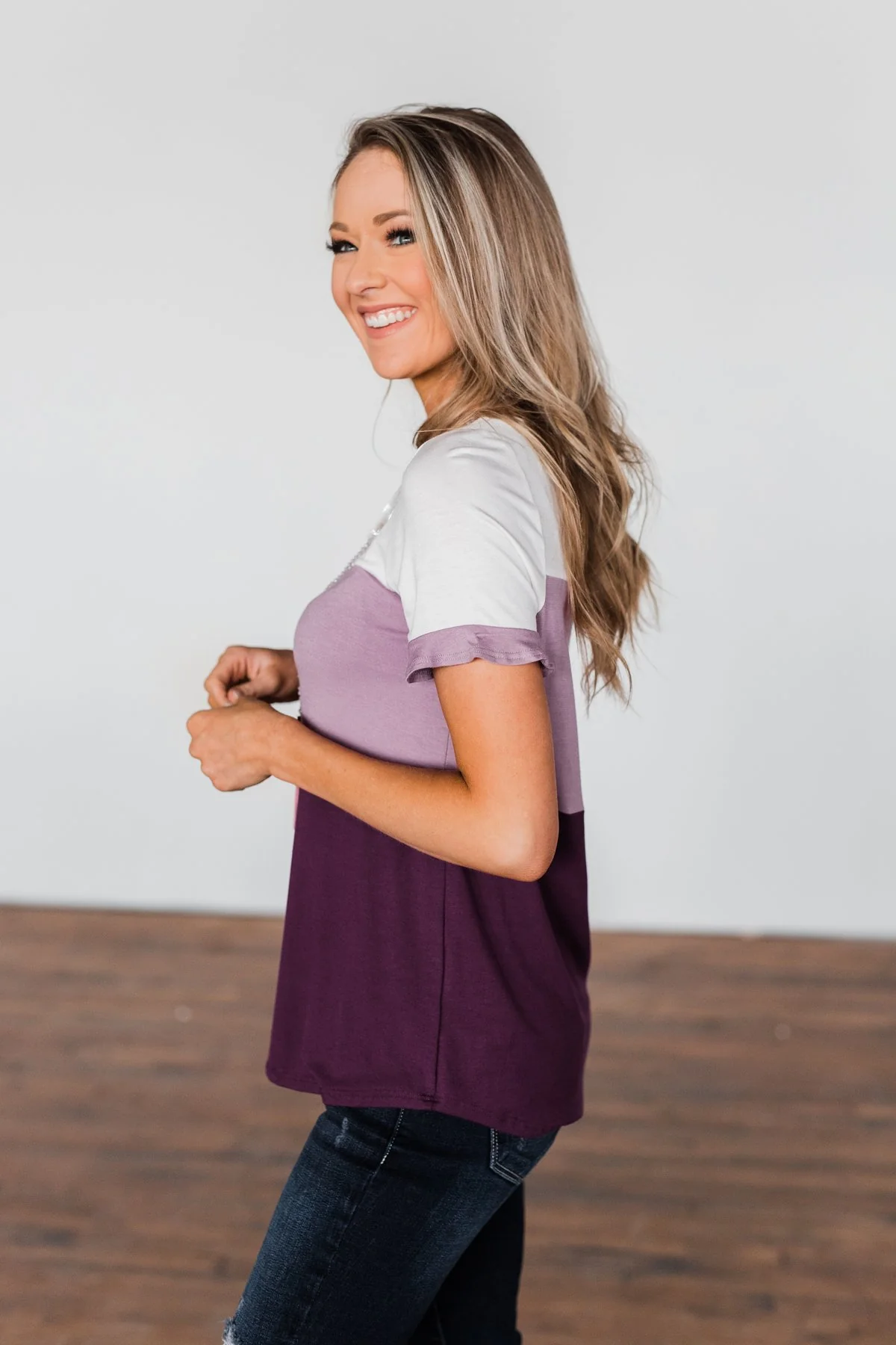 Show Me How Color Block Top- Shades Of Purple - Image 9