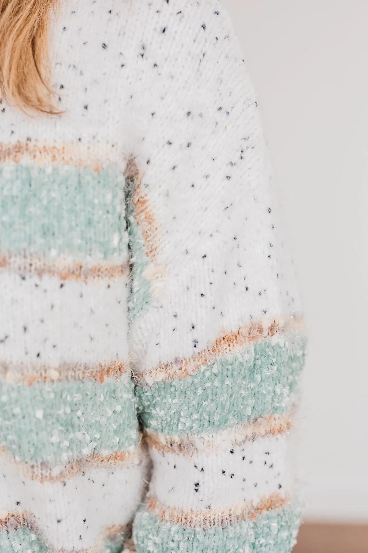 Show Off Your Sparkle Chenille Sweater- Ivory & Mint - Image 9