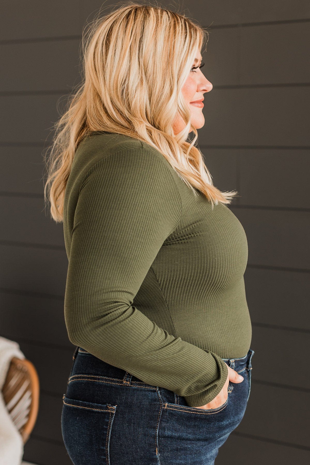 Show Your Heart Knit Bodysuit- Olive - Image 5