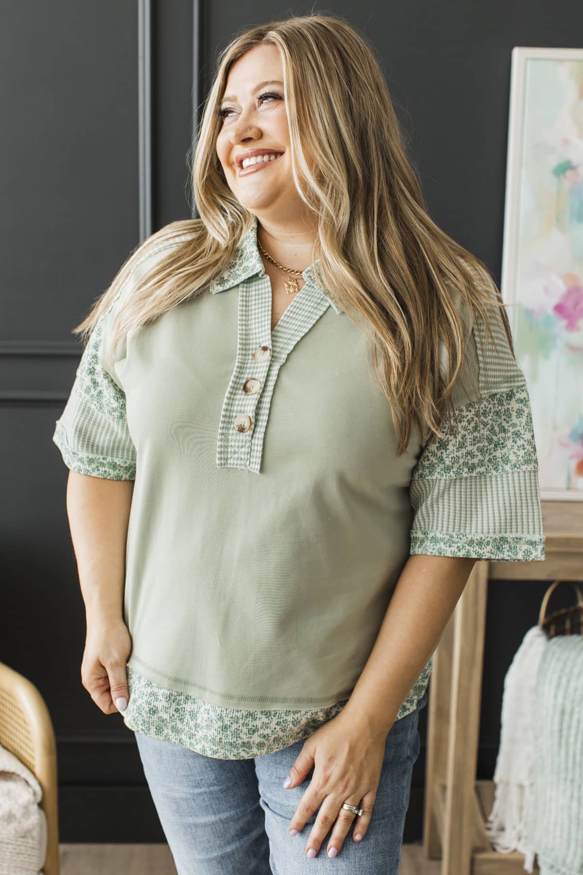 Side By Side Always Short Sleeve Top- Sage