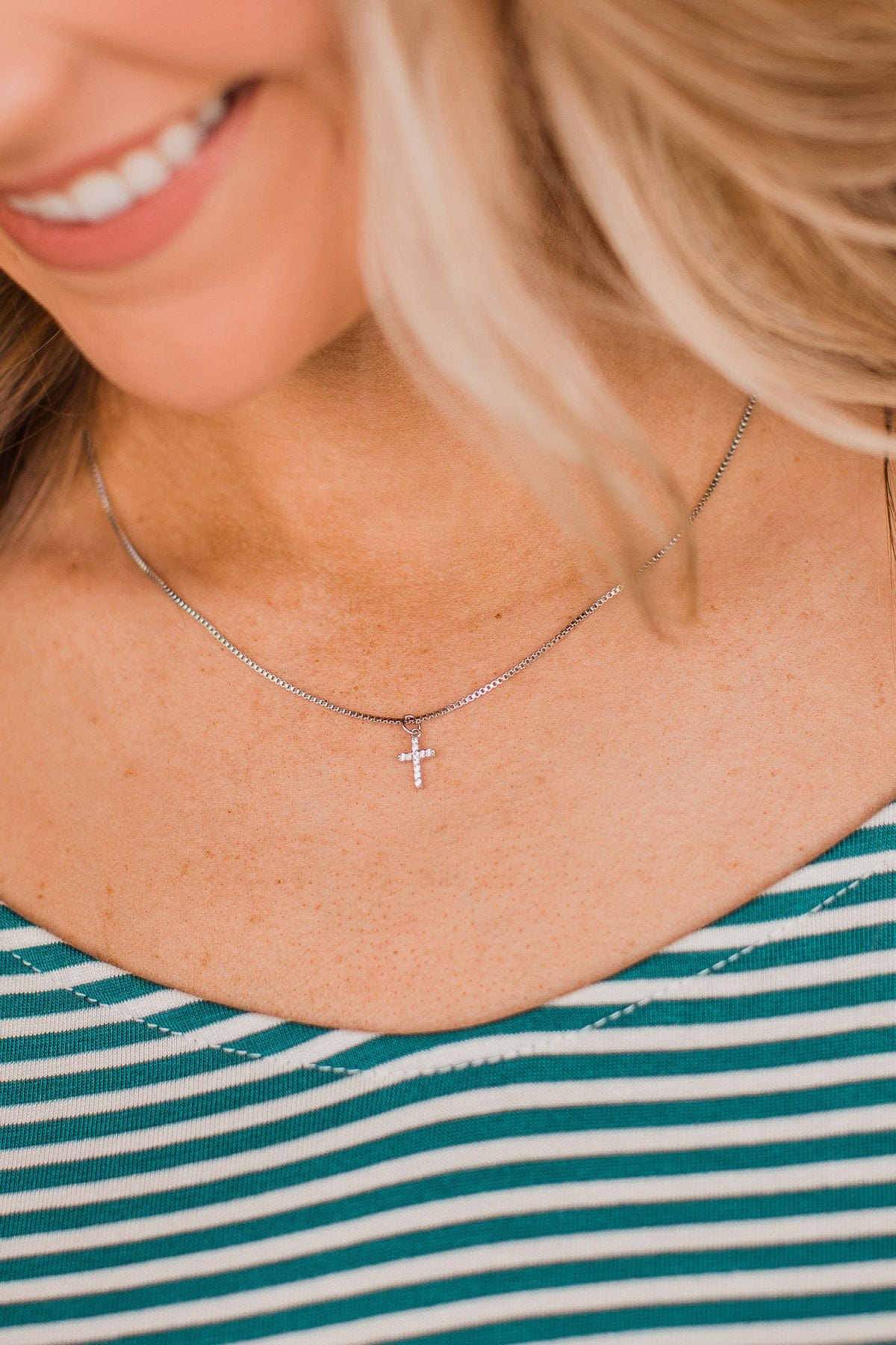 Sights Set On You Cross Necklace- Silver - Image 2
